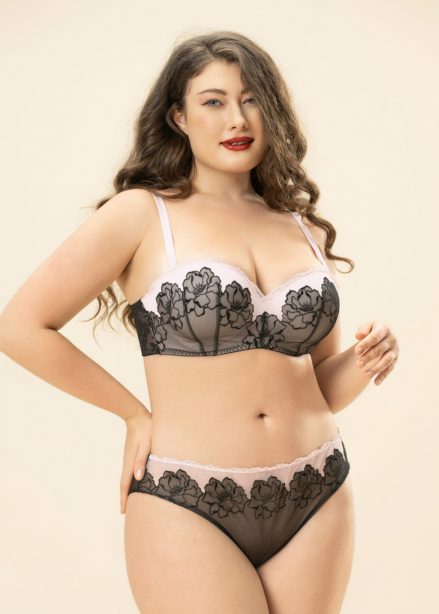 LUMI Embroidery Lace Plus Bra & Panty Set
