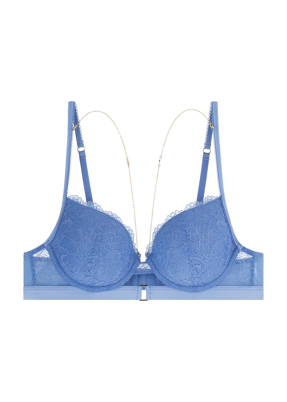 LURA Recycled Lace Mesh Molded Demi Bra with Detachable Metal Chains