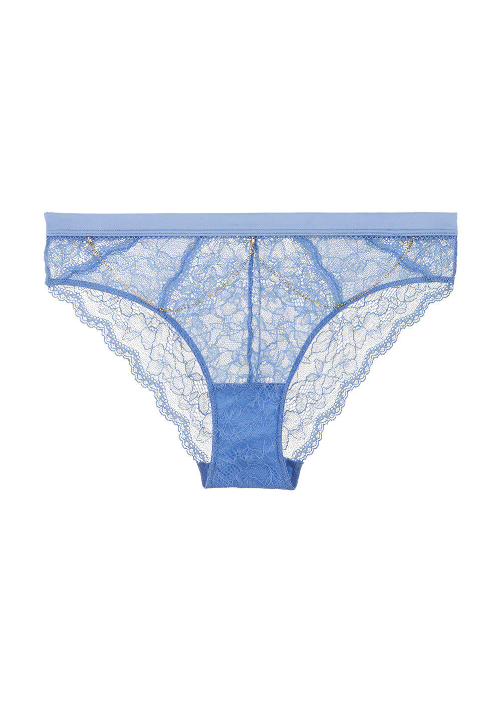 LURA Sexy Recycled Floral Lace Brief Panties with Detachable Metal Chains