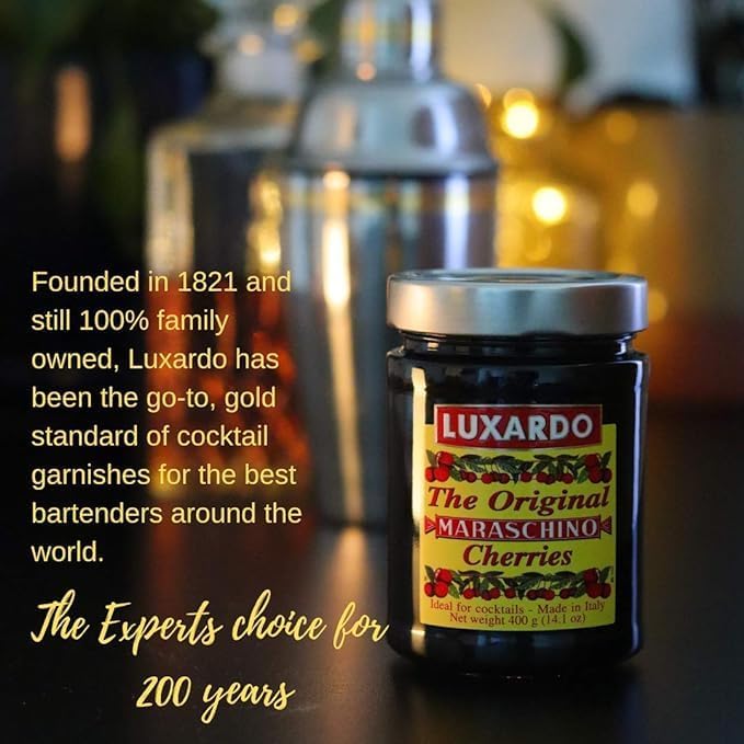 Luxardo Original Maraschino Cherries – 4x400g Jars, ~65 Cherries Each | For Old Fashioned, Manhattan & Desserts