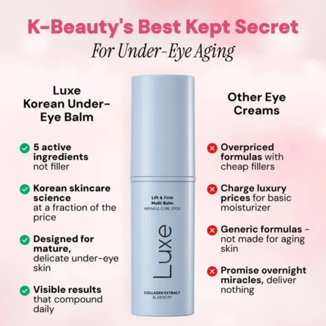 Luxe Korean Under Eye Balm – Lift & Firm 3-in-1 Multi Balm Stick, Hydrating, Smoothing, and Refreshing Eye Care for Dark Circles, Puffiness, and Fine Lines, with PDRN Collagen Extract