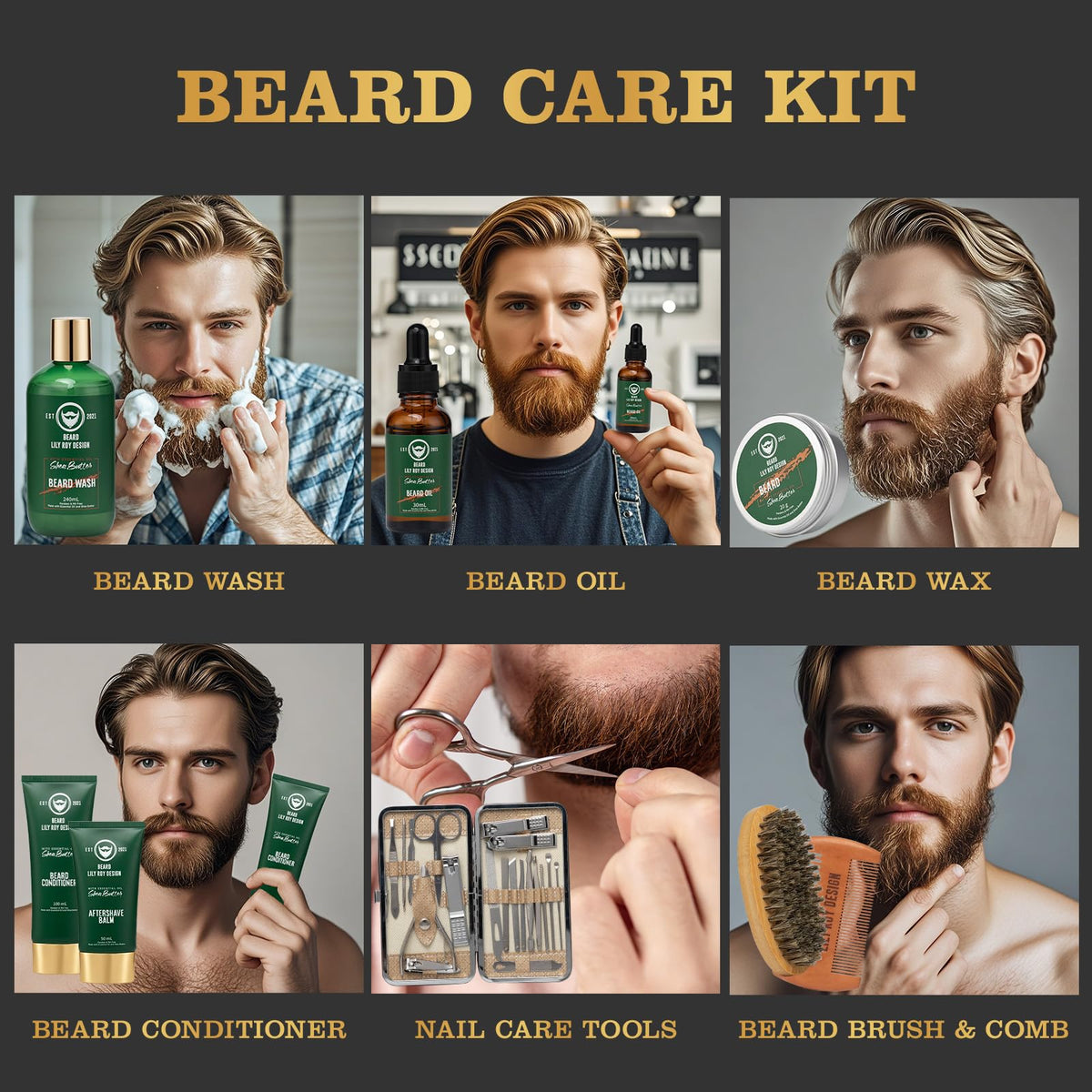 Luxurious 32Pcs Bath & Beard Gifts for Father's Day, Spa Kit for Men & Dad
