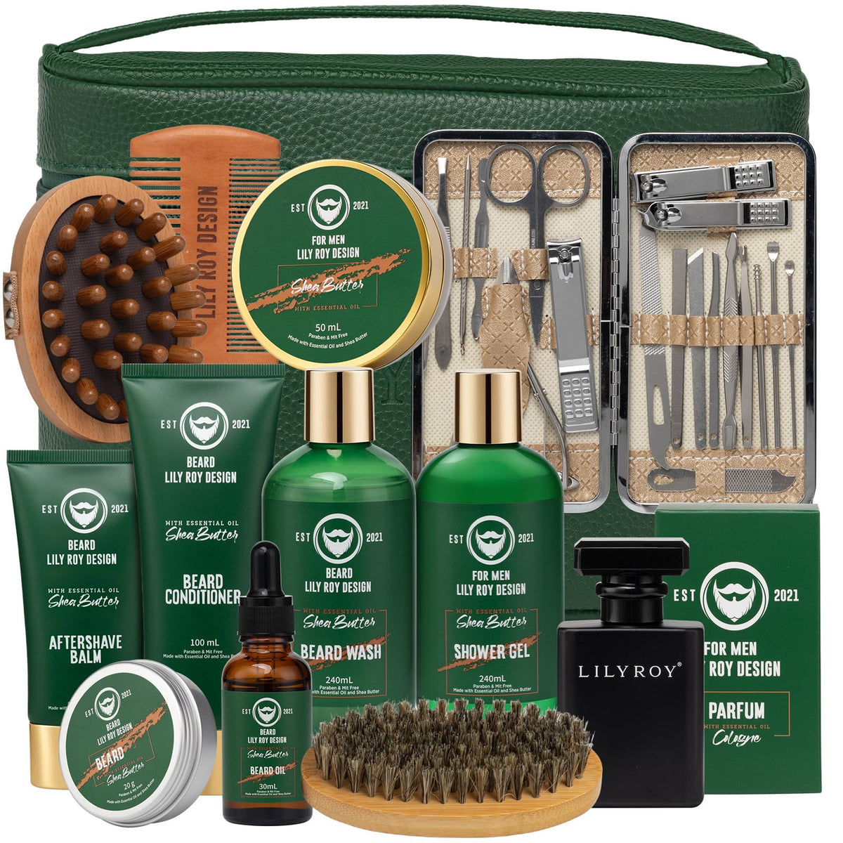 Luxurious 32Pcs Bath & Beard Gifts for Father's Day, Spa Kit for Men & Dad