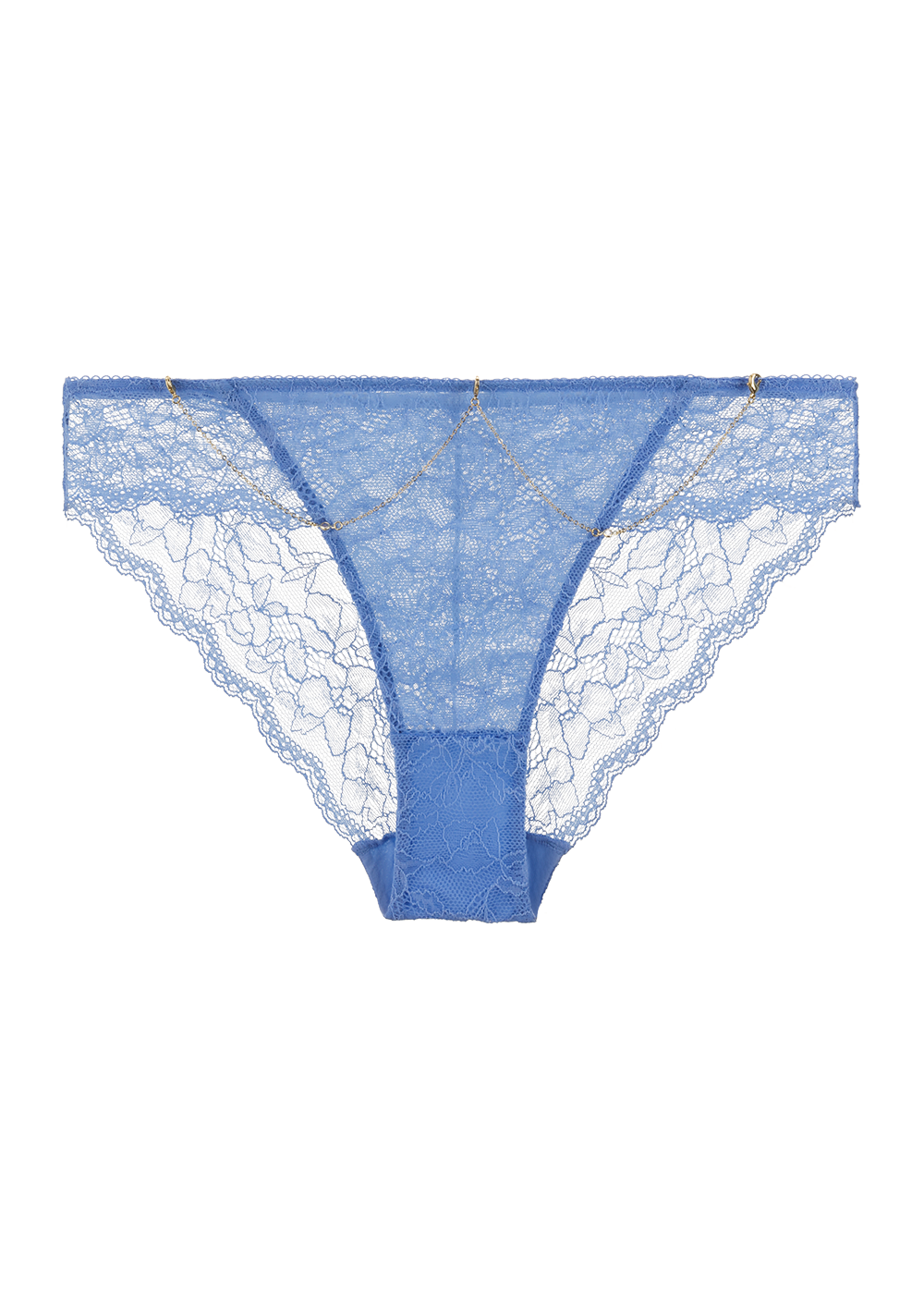 LYDIA Plus Sexy Recycled Blue Lace Hipster Panties with Detachable Metal Chains