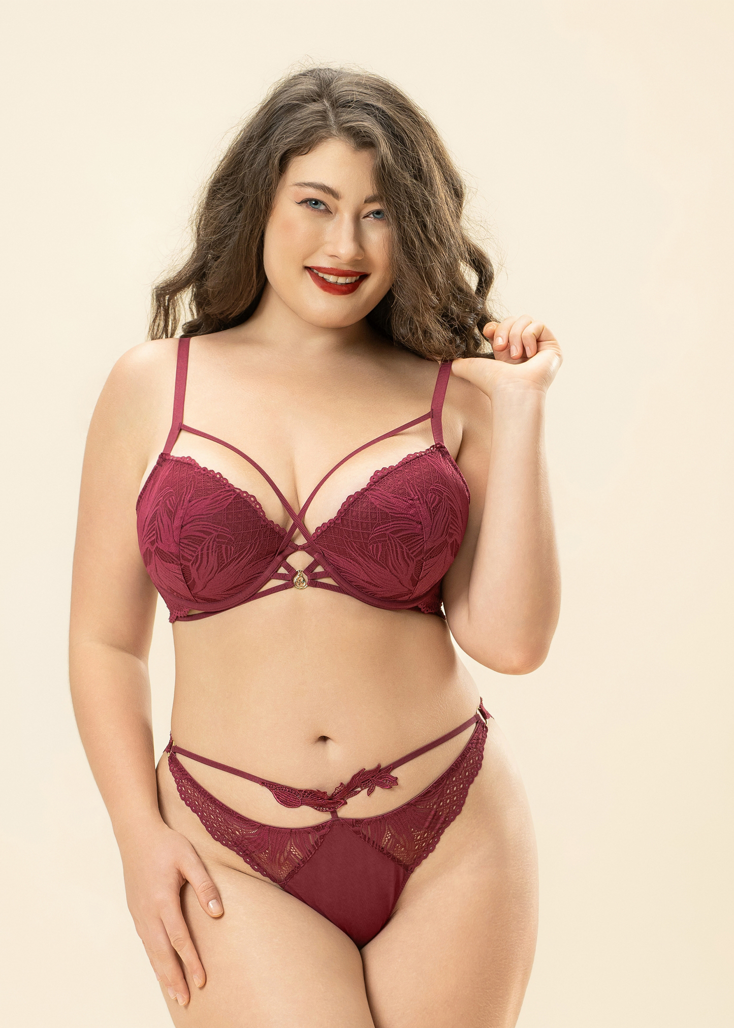 LYRA Red Lace Plus Bra & Panty Set