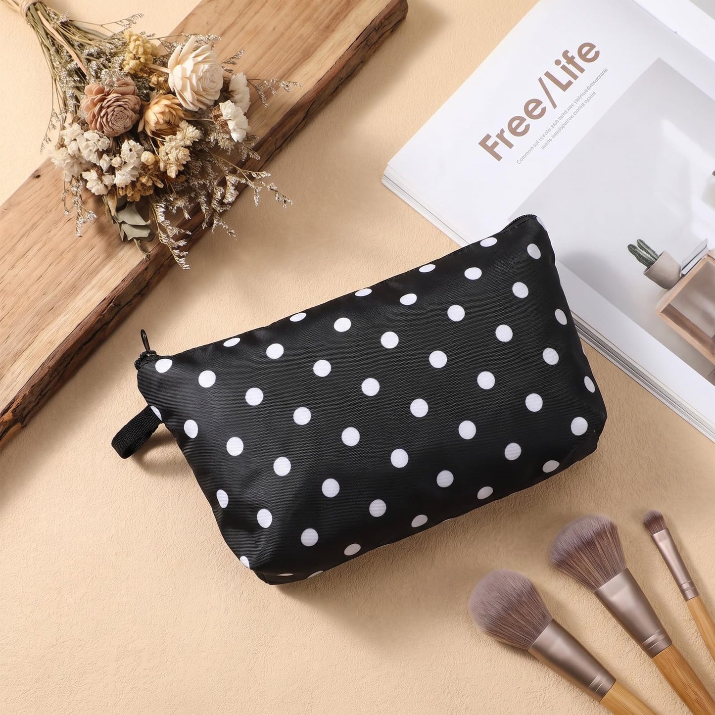 Mabor Polka Dot Makeup Bag for Women Lightweight Travel Cosmetic Pouch