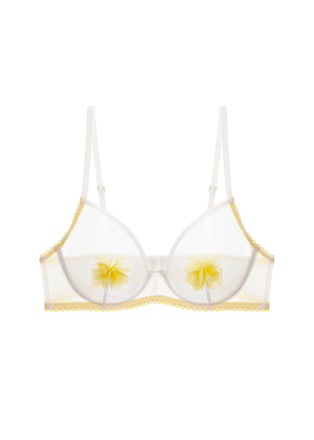 MAGNOLIA White Mesh Unlined Underwired Demi Bra