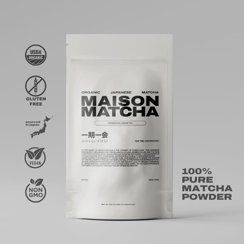 MAISON MATCHA Organic Ceremonial Grade Matcha – First Harvest from Shizuoka, Sugar-Free, 80g
