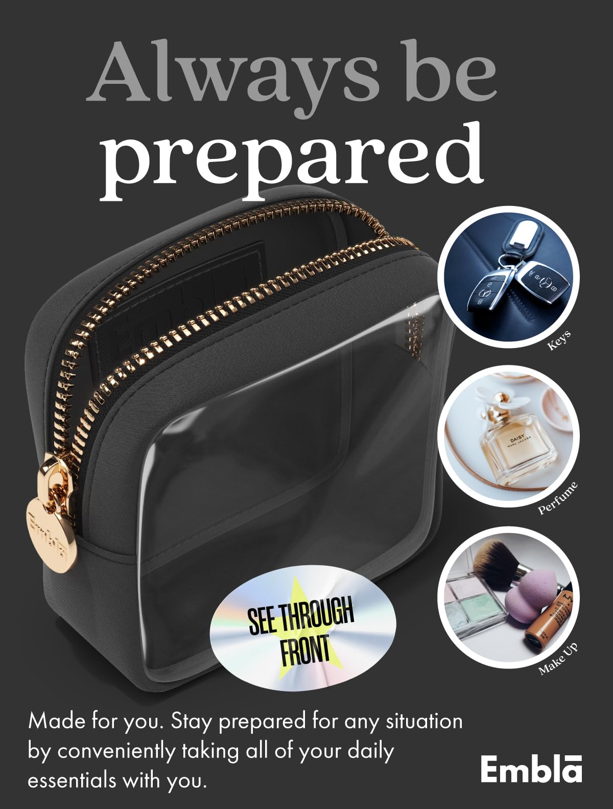 Makeup Bag for Women, Travel Cosmetic Organizer, Waterproof Toiletry Pouch
