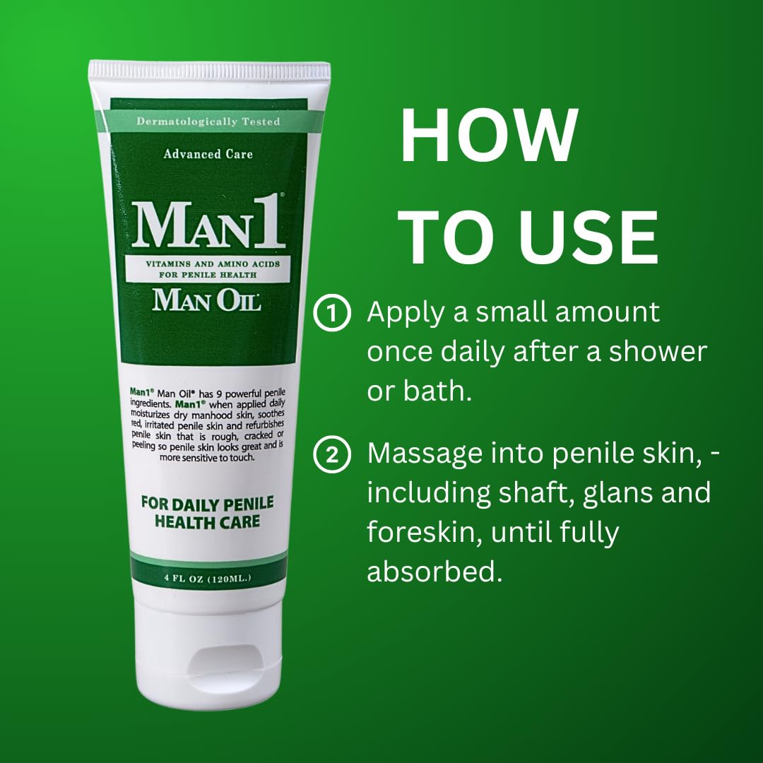 Man1 Man Oil Penile Health Cream - Advanced Care, treat dry, red, cracked, discolored, irritated or peeling male skin