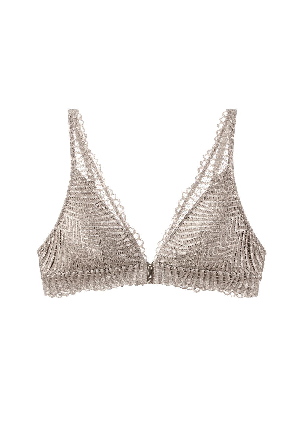 MANDY Plus Back-Closure Brown Lace Triangle Bralette