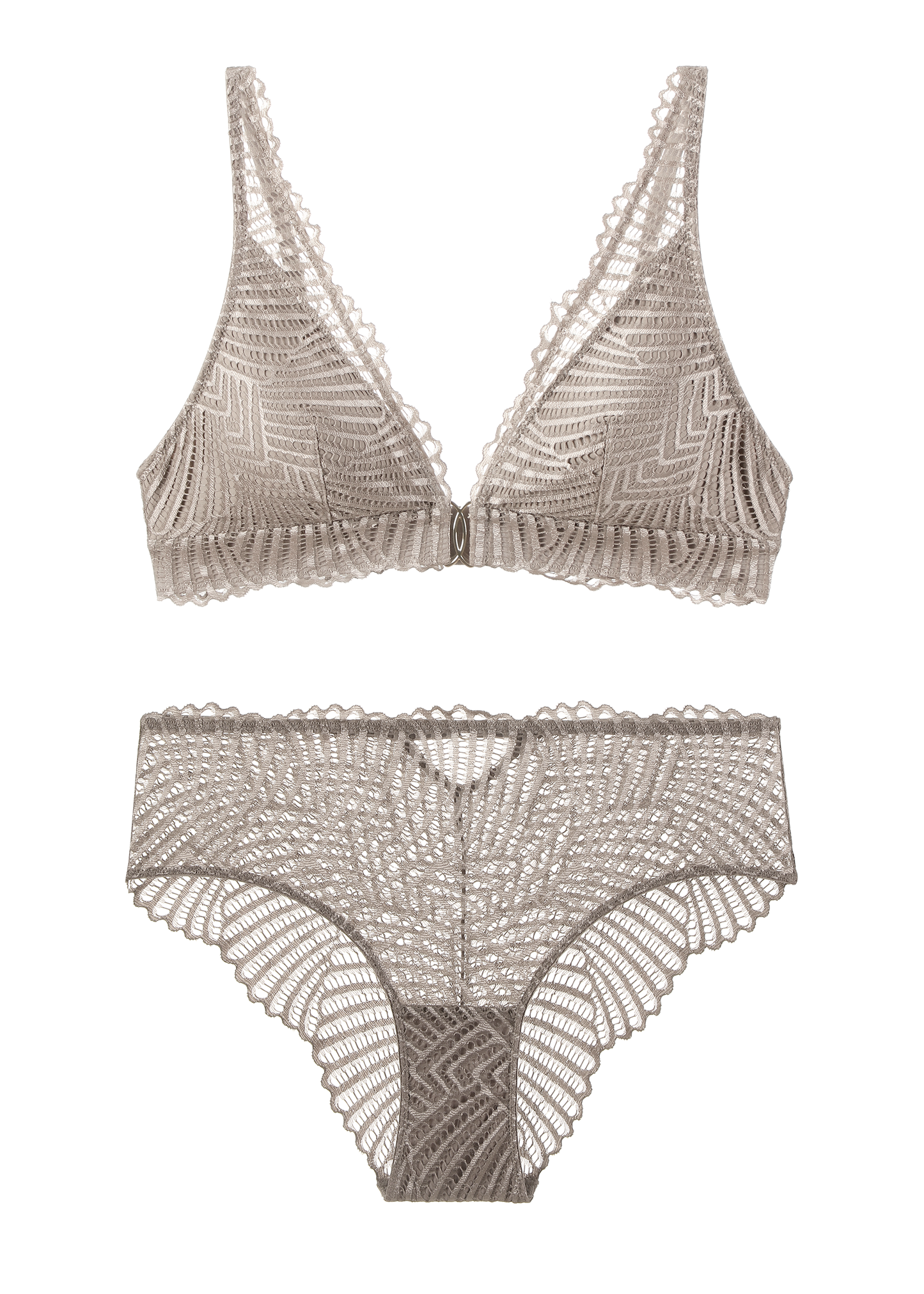 MANDY Brown Lace Bra & Plus Panty Set