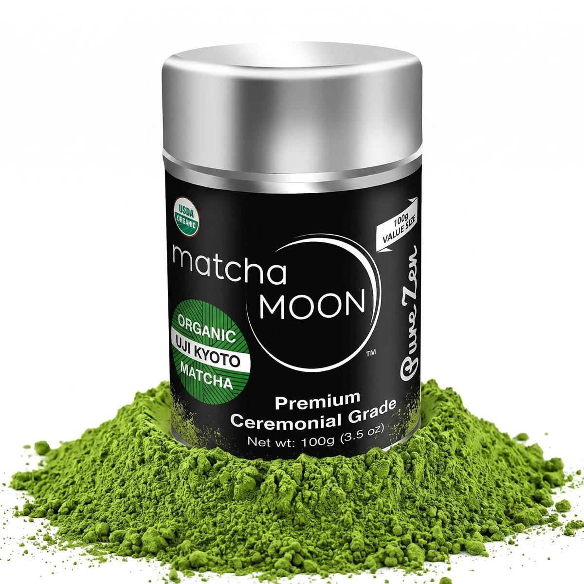 Matcha Moon Pure Zen Ceremonial Grade Matcha Powder – USDA Organic, Uji Kyoto, 100g Tin