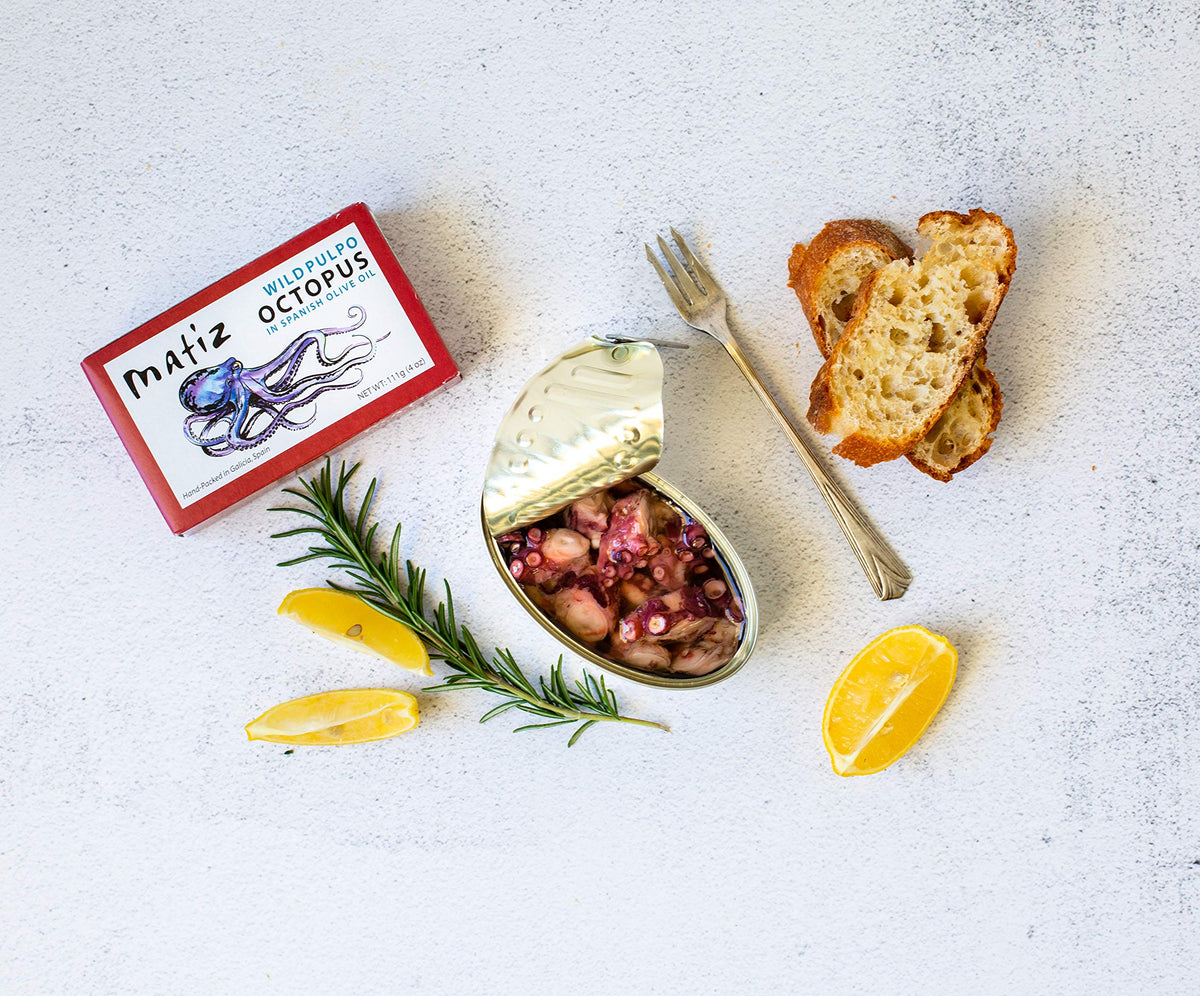 Matiz Pulpo Wild-Caught Spanish Octopus in Olive Oil – 4 oz, 5 Pack