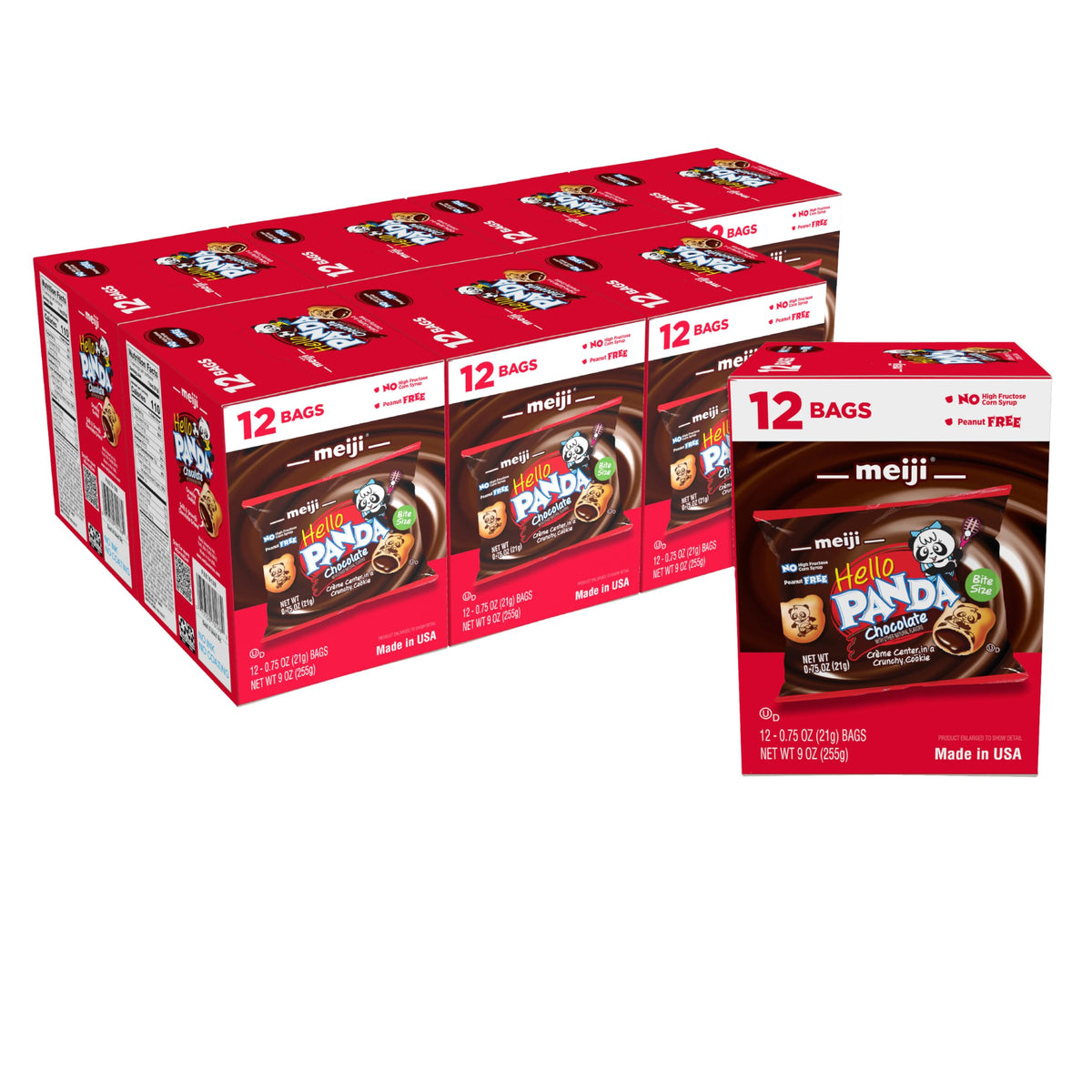 Meiji Hello Panda Cookies – Chocolate Crème Filled, 8 Boxes of Bite-Sized Panda Sports Snacks