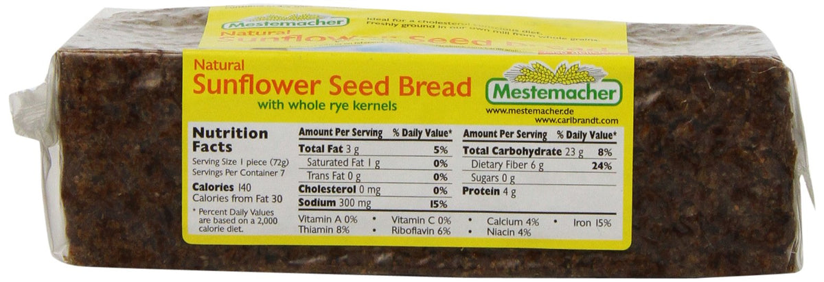 Mestemacher Sunflower Seed Bread – 12 Pack | High Fiber, Low Fat, Kosher