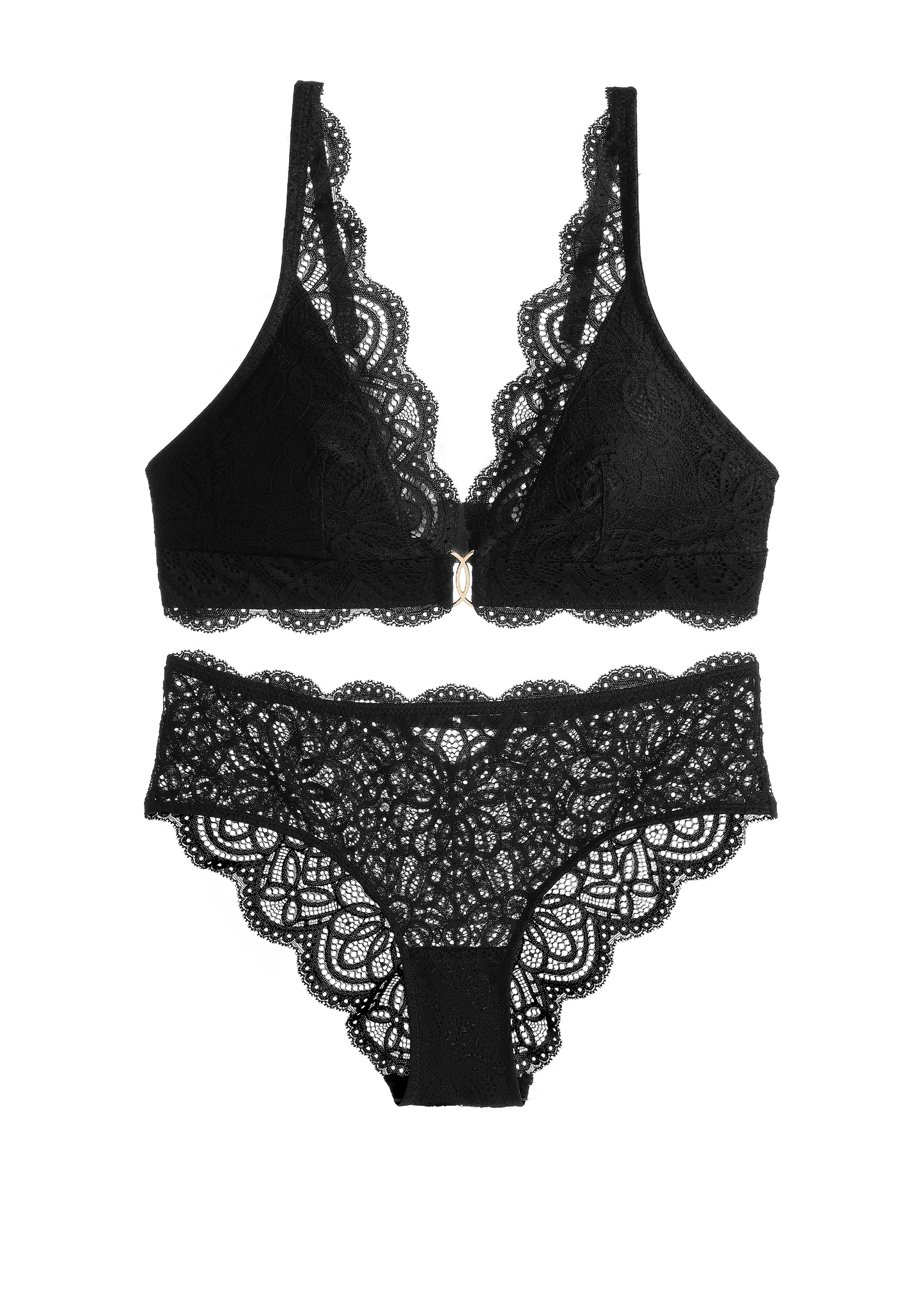 MIA Black Lace Bra & Plus Panty Set