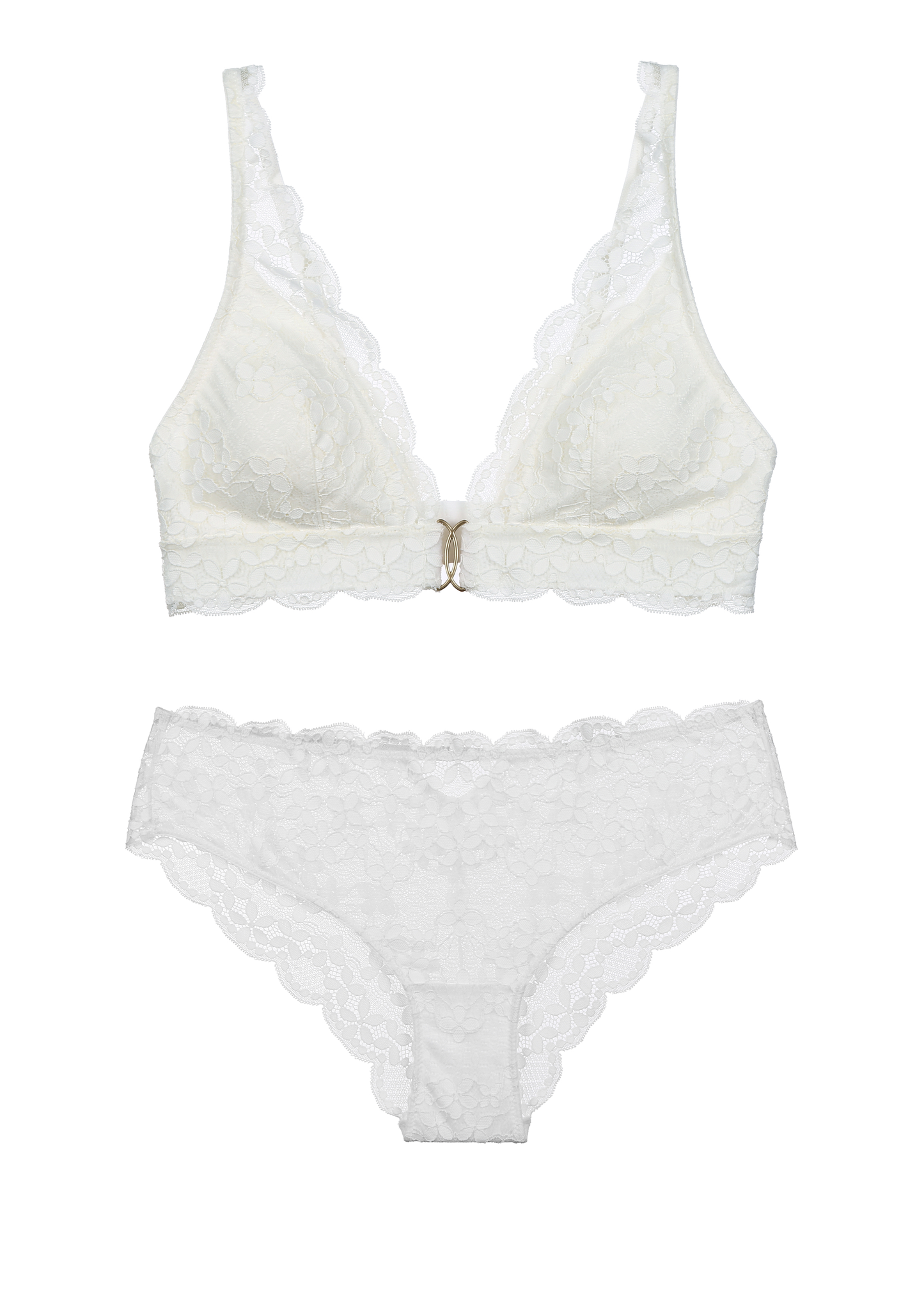 MIA Off White Lace Plus Bra & Panty Set