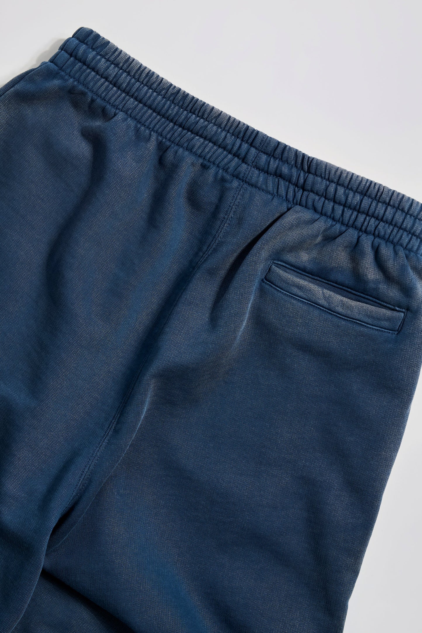 Cotton Jersey Acid Wash Mid-Rise Wide-Leg Joggers in Blue
