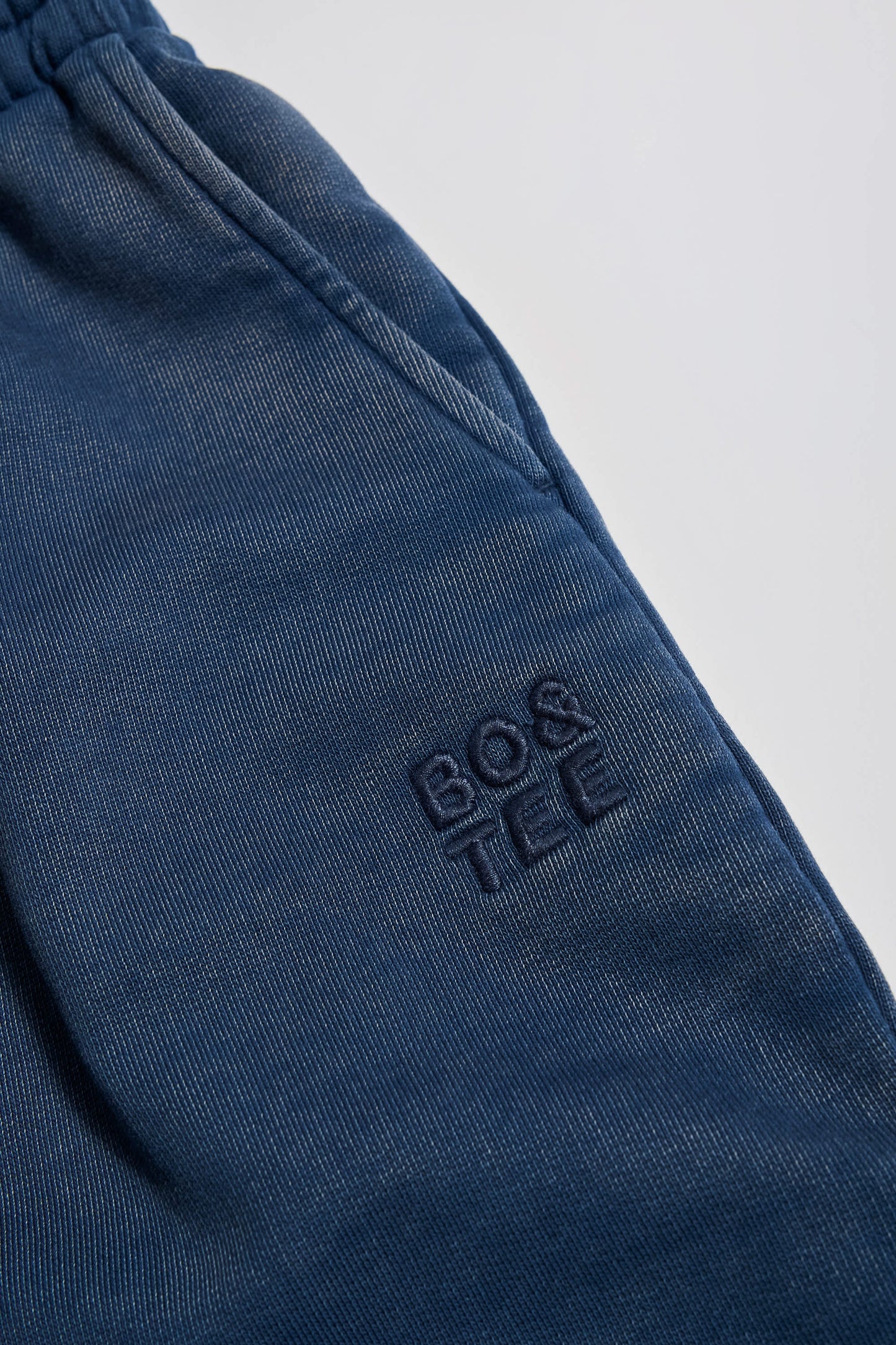 Cotton Jersey Acid Wash Mid-Rise Wide-Leg Joggers in Blue