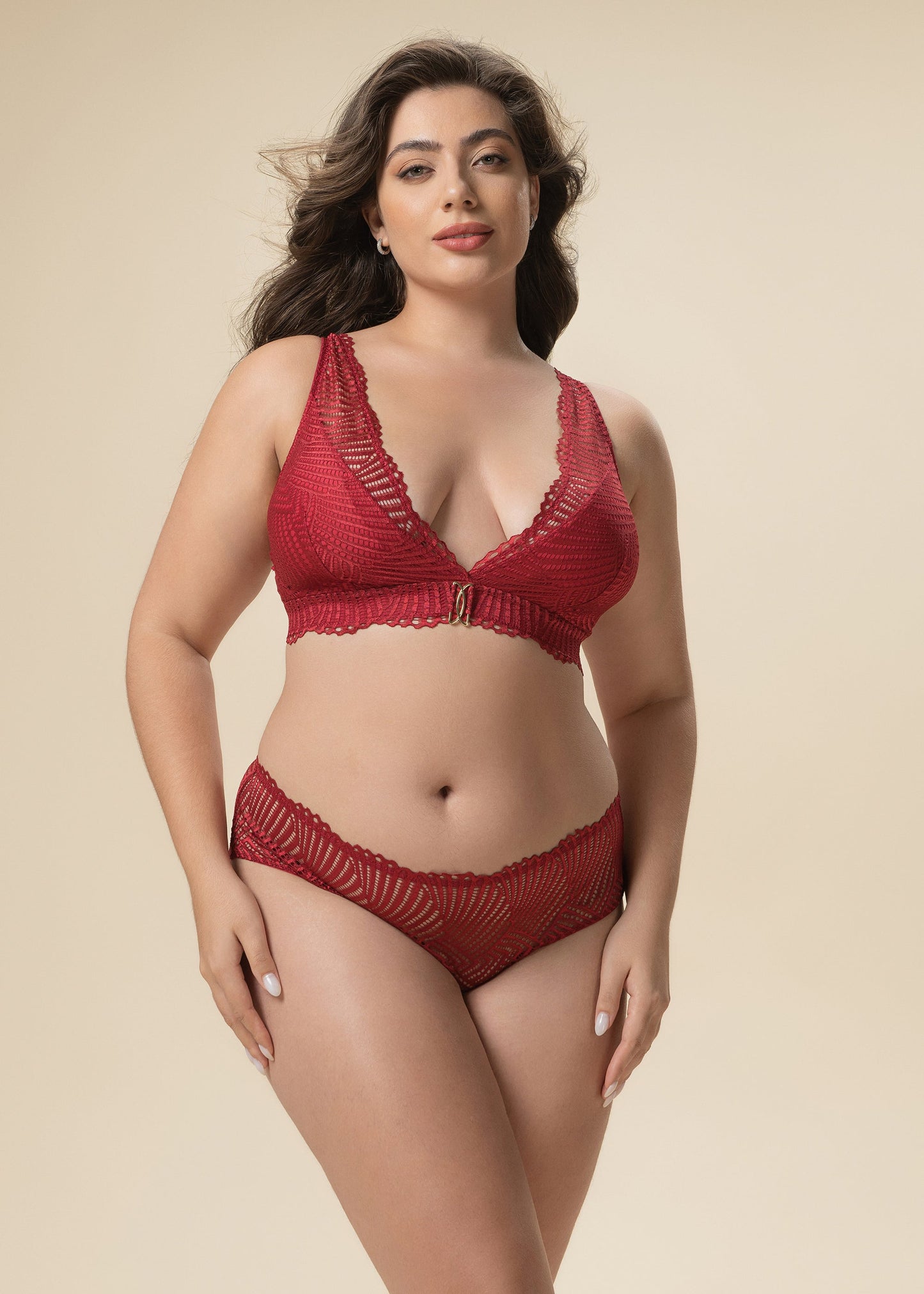 MILANO Plus Red Lace Lingerie Set