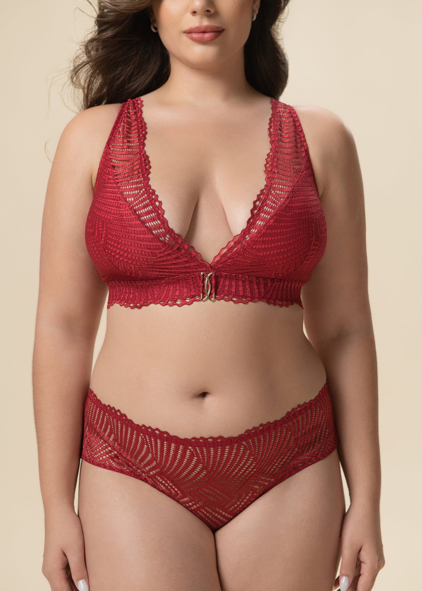 MILANO Plus Back-Closure Red Lace Triangle Bralette