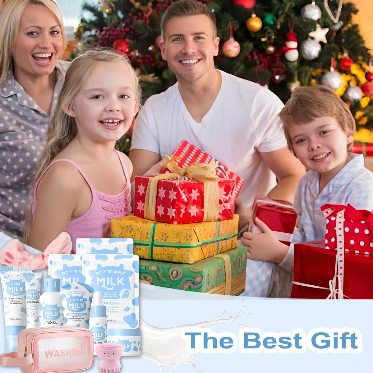 Milk Skin Care Set for Kids, 12 IN 1 Moisturizing & Gentle Milk Skincare for Girls 10-12, Skin Care Set For Kids Girl Ages 8-12 Birthday Gifts, Face Care Kit, Skin Care for Teens, Korean Skin Care