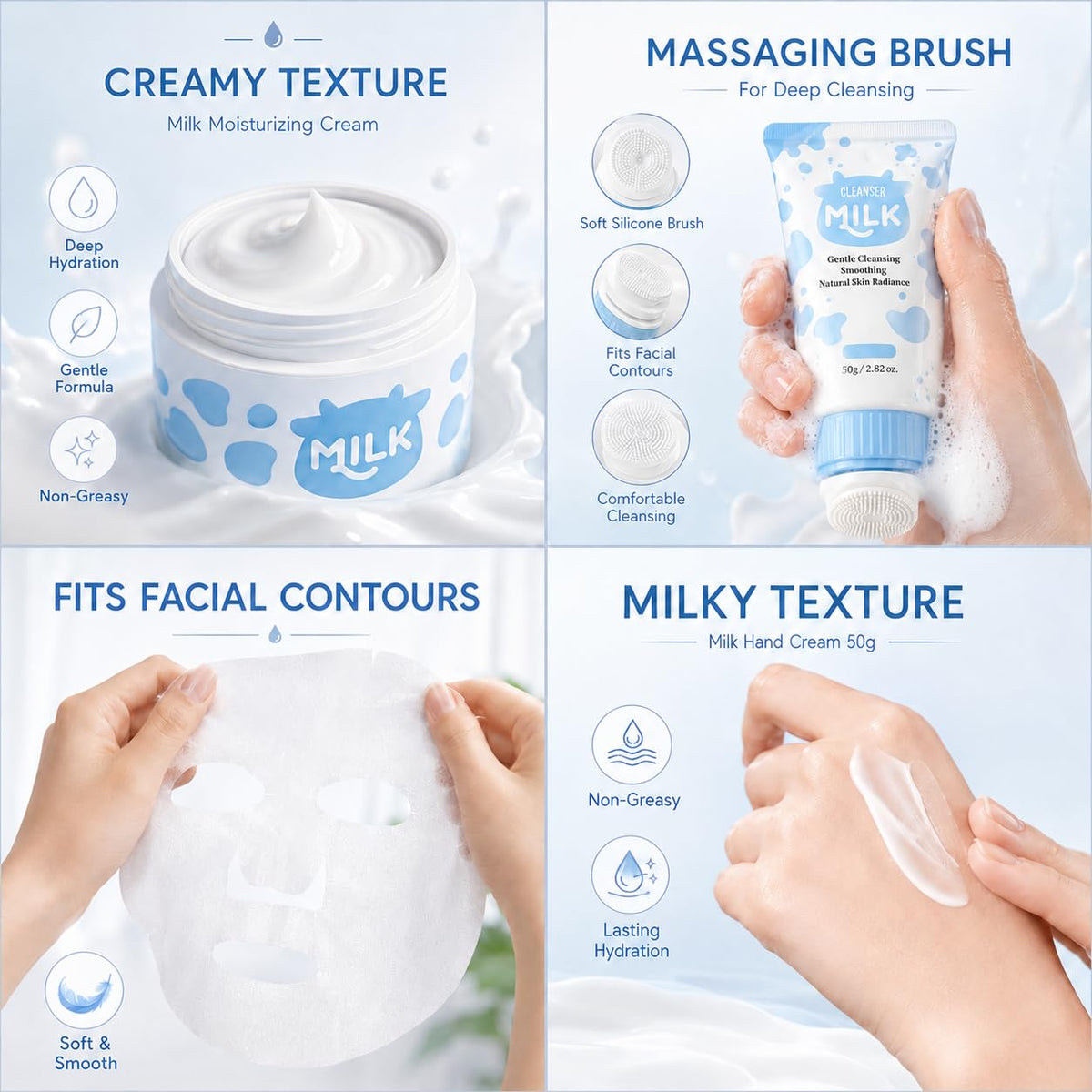 Milk Skin Care Set for Kids, 12 IN 1 Moisturizing & Gentle Milk Skincare for Girls 10-12, Skin Care Set For Kids Girl Ages 8-12 Birthday Gifts, Face Care Kit, Skin Care for Teens, Korean Skin Care