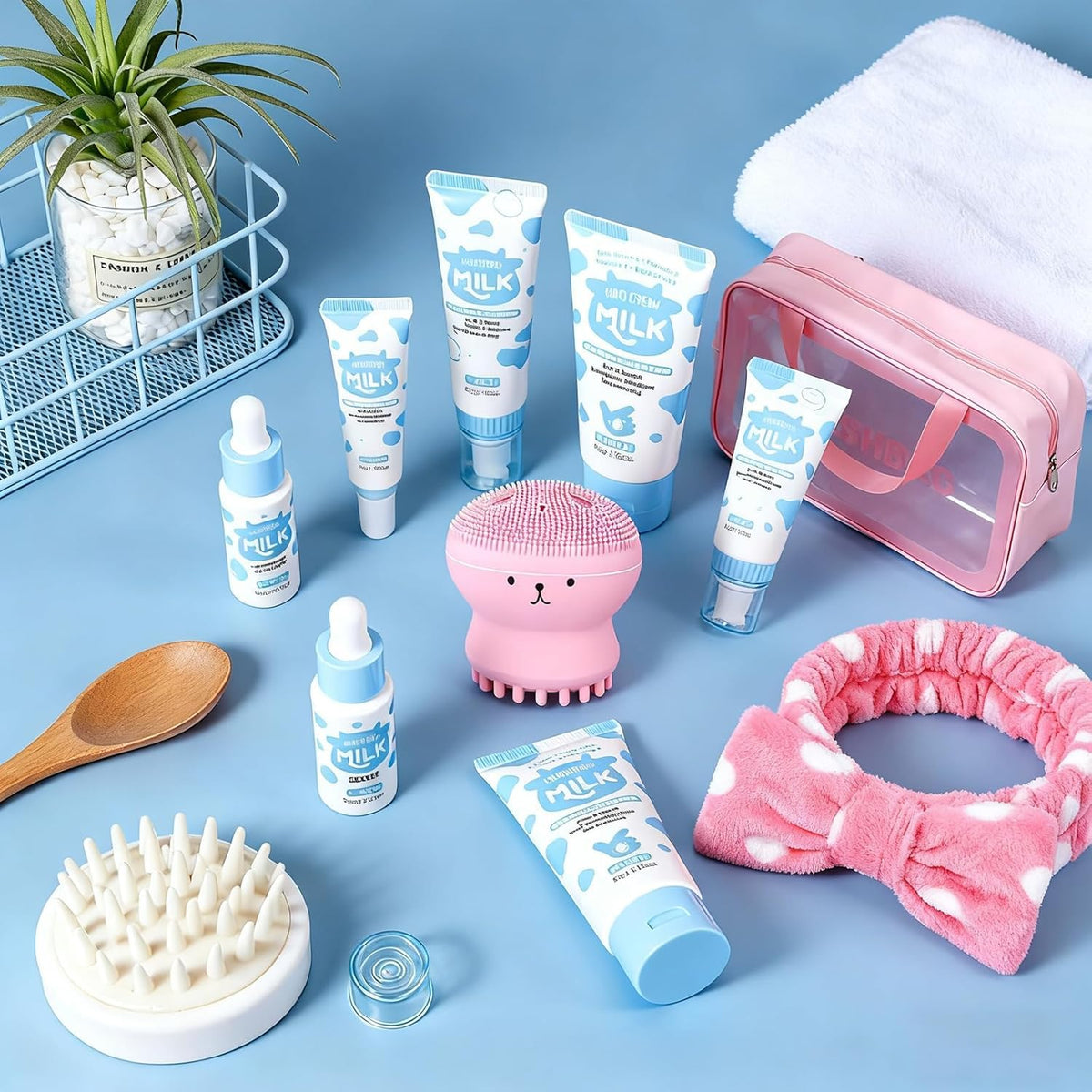 Milk Skin Care Set for Kids, 12 IN 1 Moisturizing & Gentle Milk Skincare for Girls 10-12, Skin Care Set For Kids Girl Ages 8-12 Birthday Gifts, Face Care Kit, Skin Care for Teens, Korean Skin Care