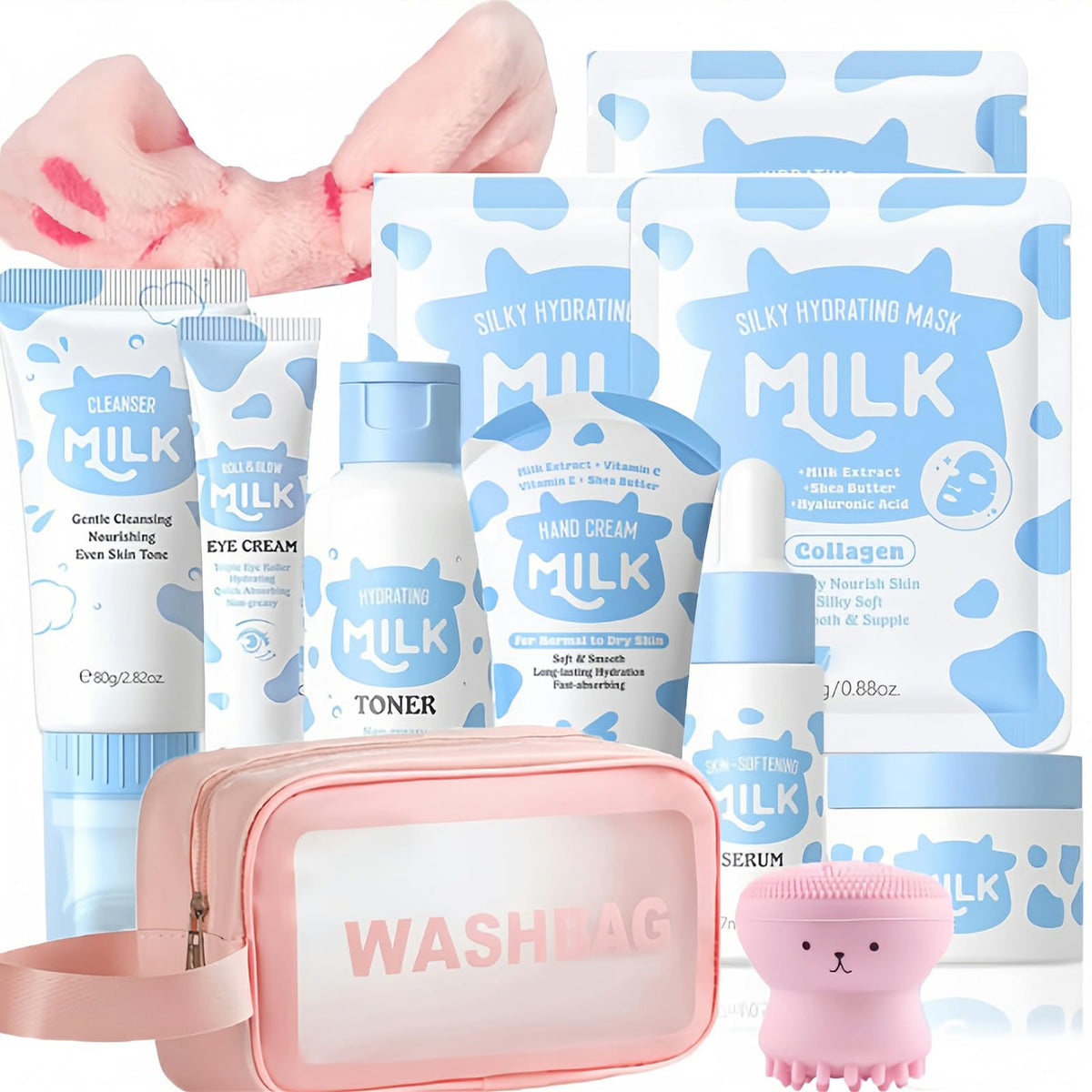 Milk Skin Care Set for Kids, 12 IN 1 Moisturizing & Gentle Milk Skincare for Girls 10-12, Skin Care Set For Kids Girl Ages 8-12 Birthday Gifts, Face Care Kit, Skin Care for Teens, Korean Skin Care