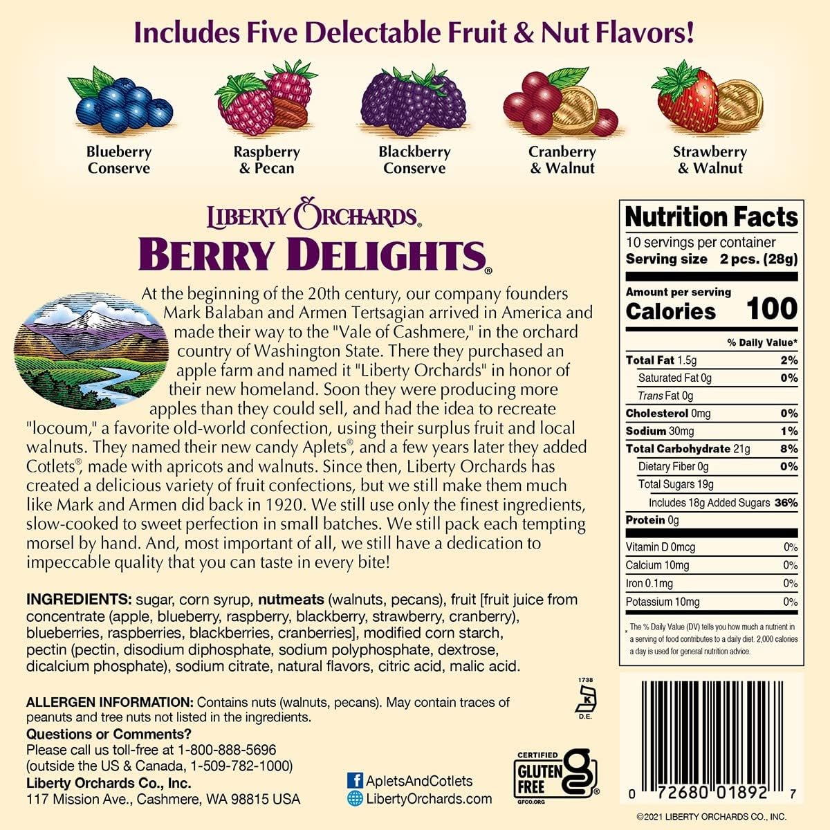 Mise Mise Liberty Orchards 4 Pack: Aplets & Cotlets, Berry Delight, Fruit Delights, Dessert Delights