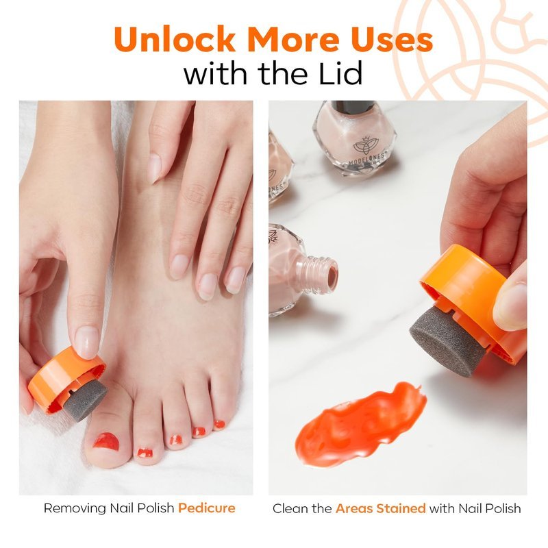 Modelones Nail Polish Remover Acetone-Free & Non Drying Nail Polish Remover Pot with Sponge-Top Lid Contains Jojoba Oil Professional Nail Remove Jar for Home Salon (80 ml)