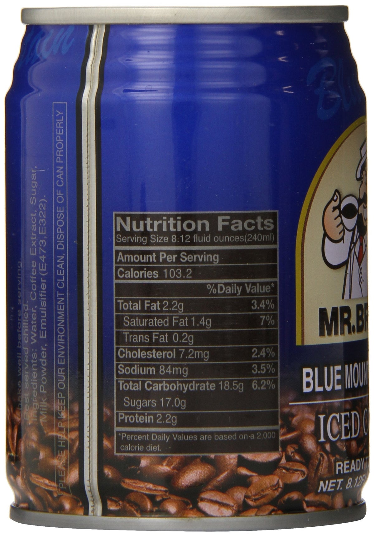 Mr. Brown Iced Coffee – Blue Mountain Flavor, 8.12 oz Cans (24 Pack)