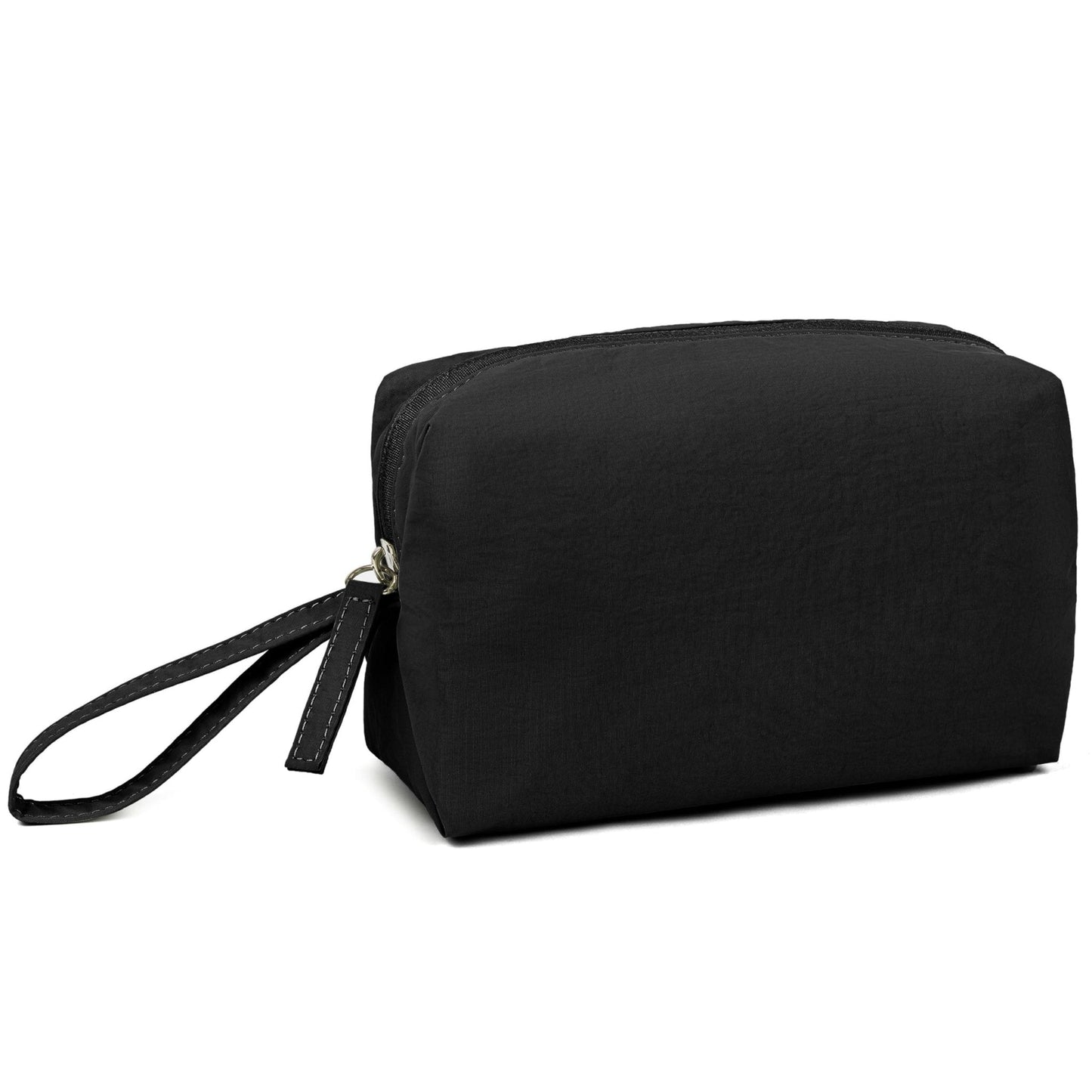 MUHUASHI Mini Cosmetic Bag, Daily Waterproof Makeup Purse and Toiletry Organizer Case, Foldable Lightweight Clutch Pouch Bag (1-Black)