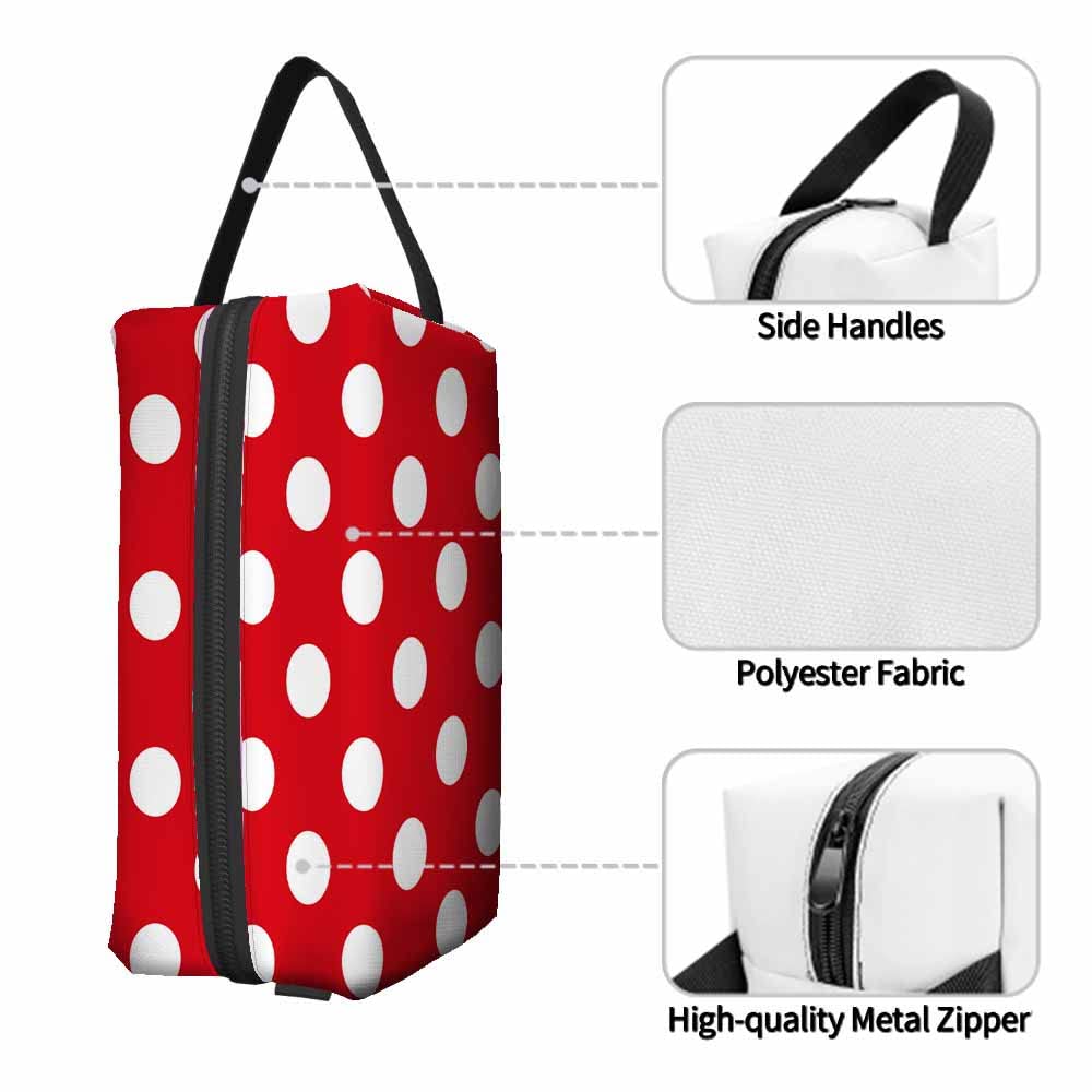 Mxocom Polka Dots White and Red Pattern Small Makeup Bag for Purse Colorful Background Travel Cosmetic Bag Makeup Pouch Portable Versatile Zipper Pouch for Women