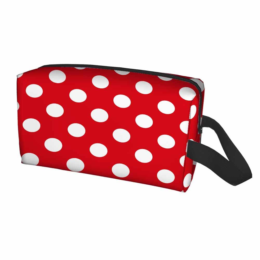 Mxocom Polka Dots White and Red Pattern Small Makeup Bag for Purse Colorful Background Travel Cosmetic Bag Makeup Pouch Portable Versatile Zipper Pouch for Women