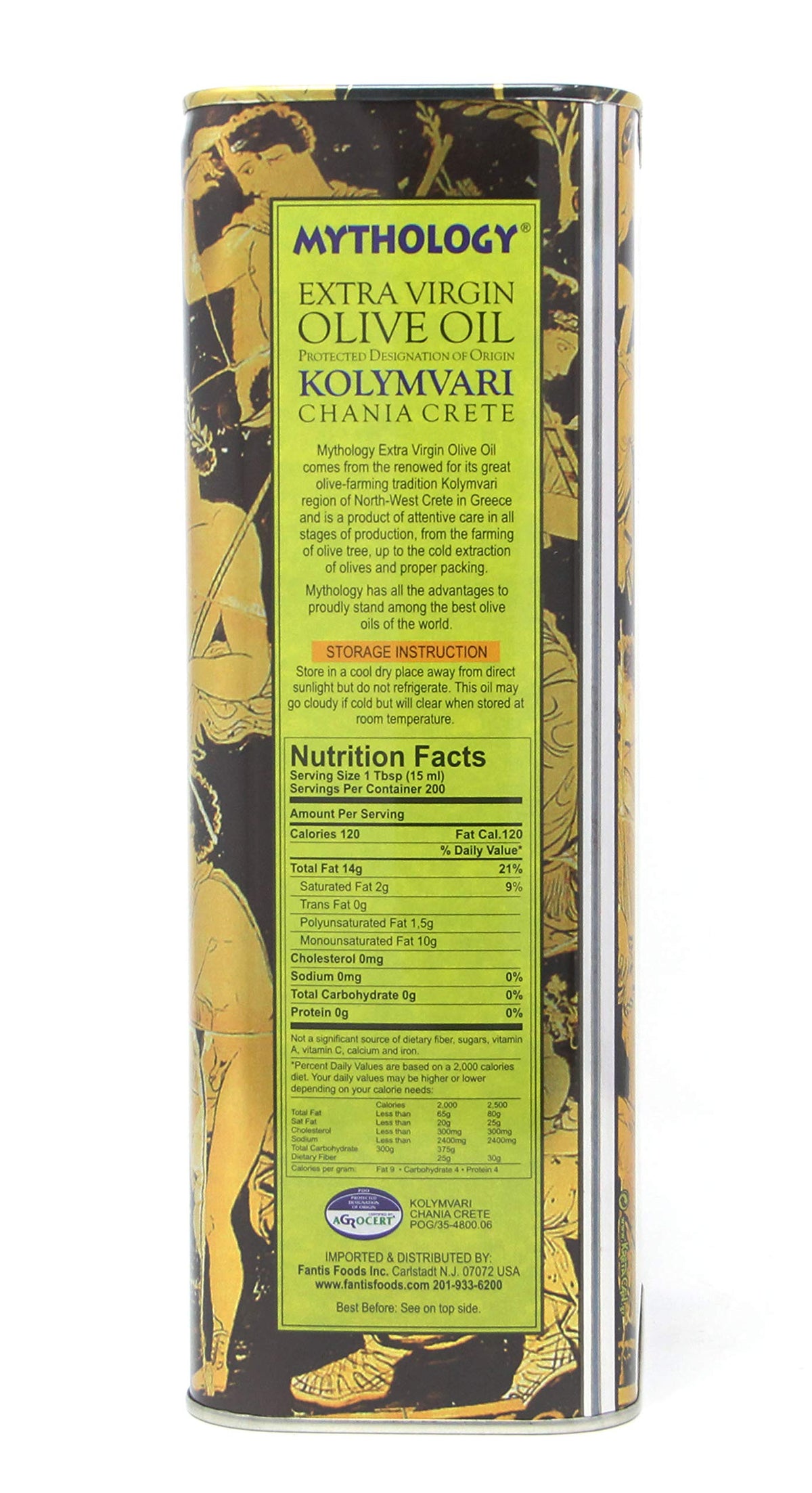Mythology Greek Olive Oil – First Cold Pressed EVOO, PDO Kolymvari, Crete (3L Tin)