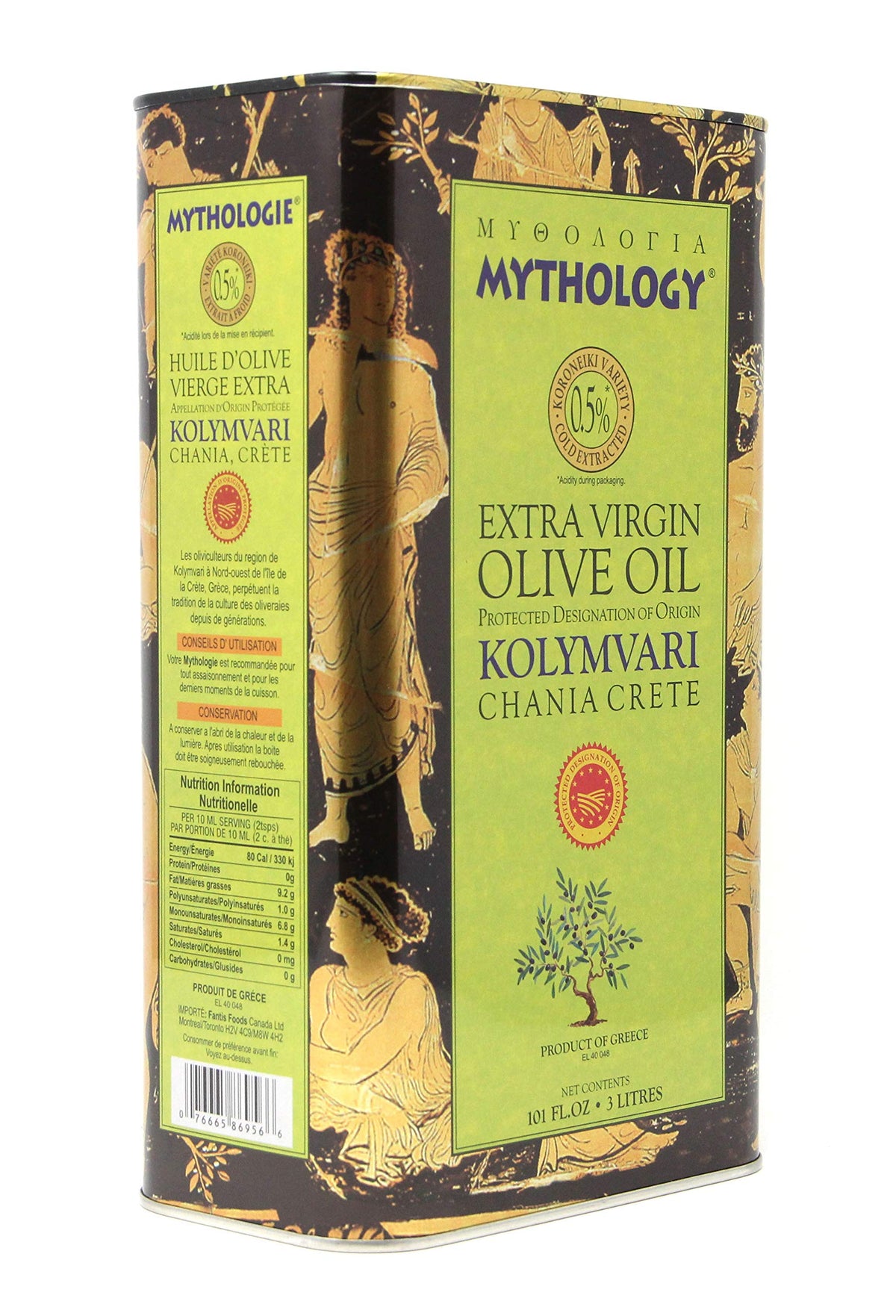 Mythology Greek Olive Oil – First Cold Pressed EVOO, PDO Kolymvari, Crete (3L Tin)