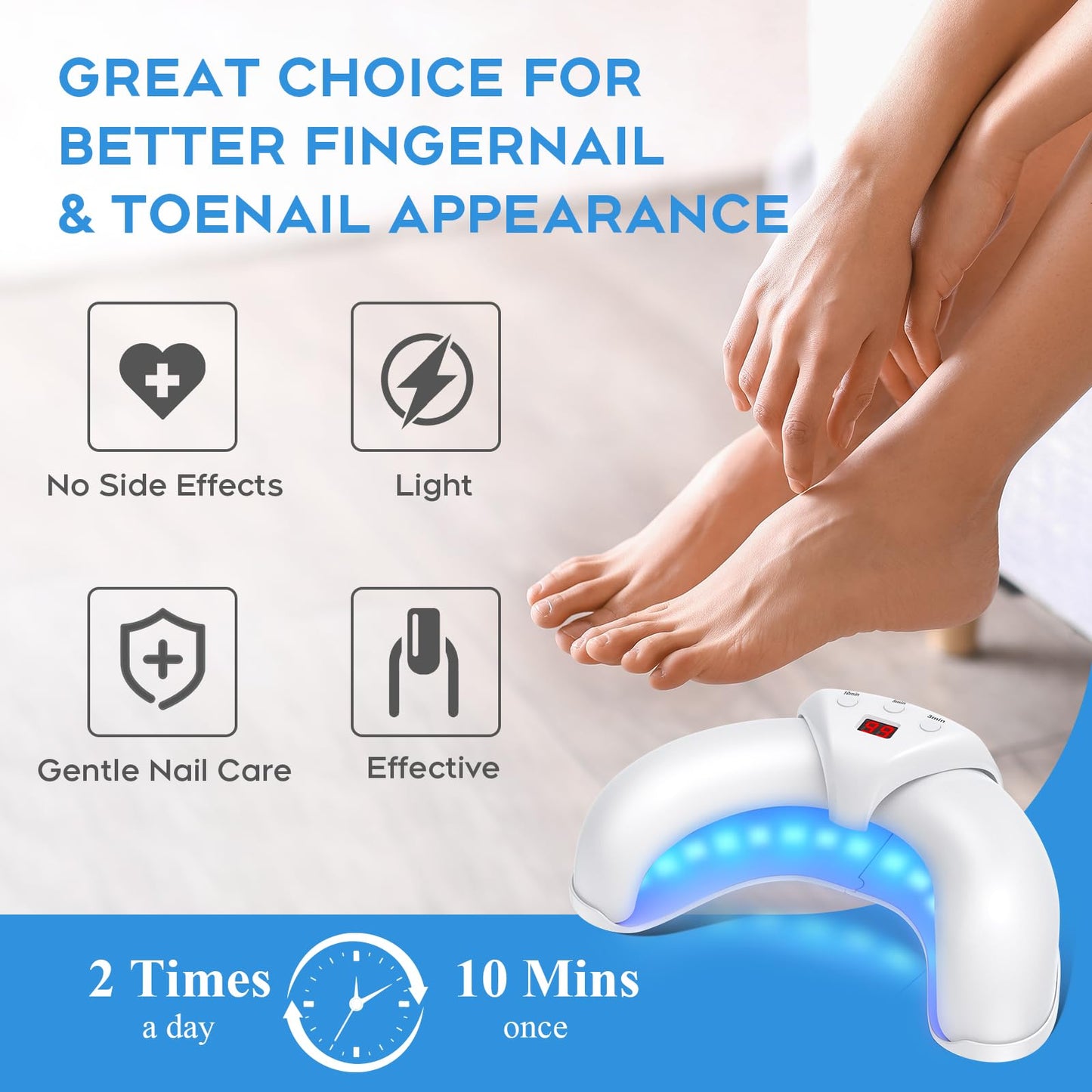 Nail Care Light for Dull, Thick Fingernails & Toenails, Plug-in White