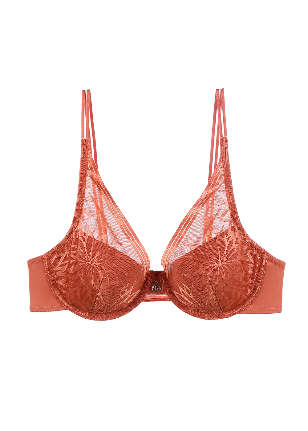 NATALIE Glamorous Sexy Plunge Molded Floral Lace Bra