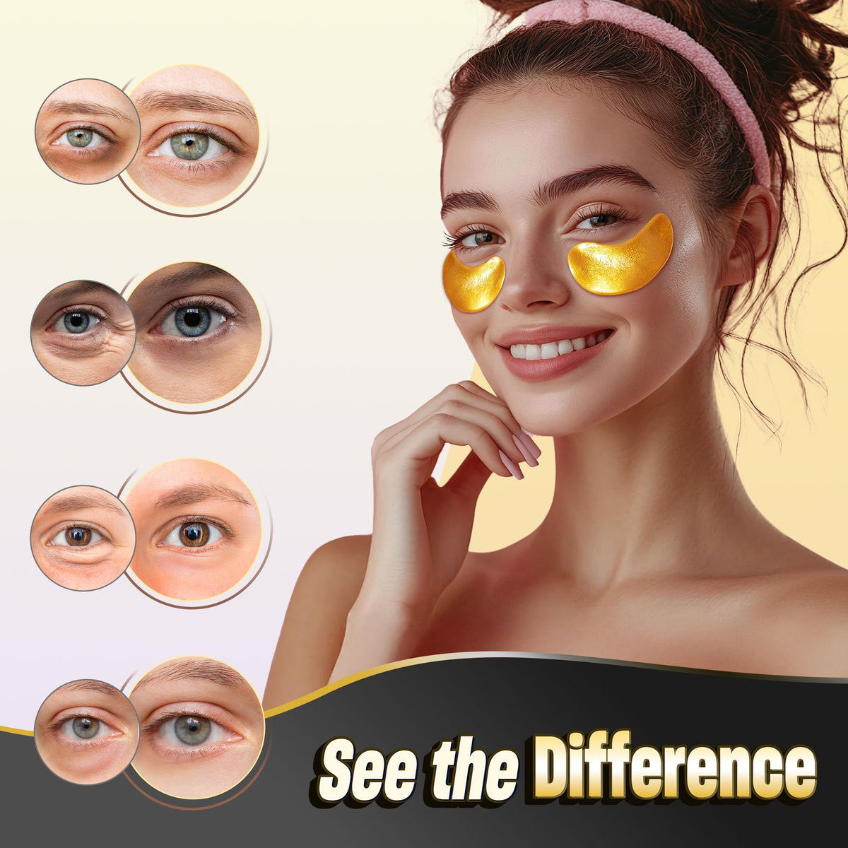 NAZANO 24K Gold Under Eye Patches - 60 Pack Eye Masks