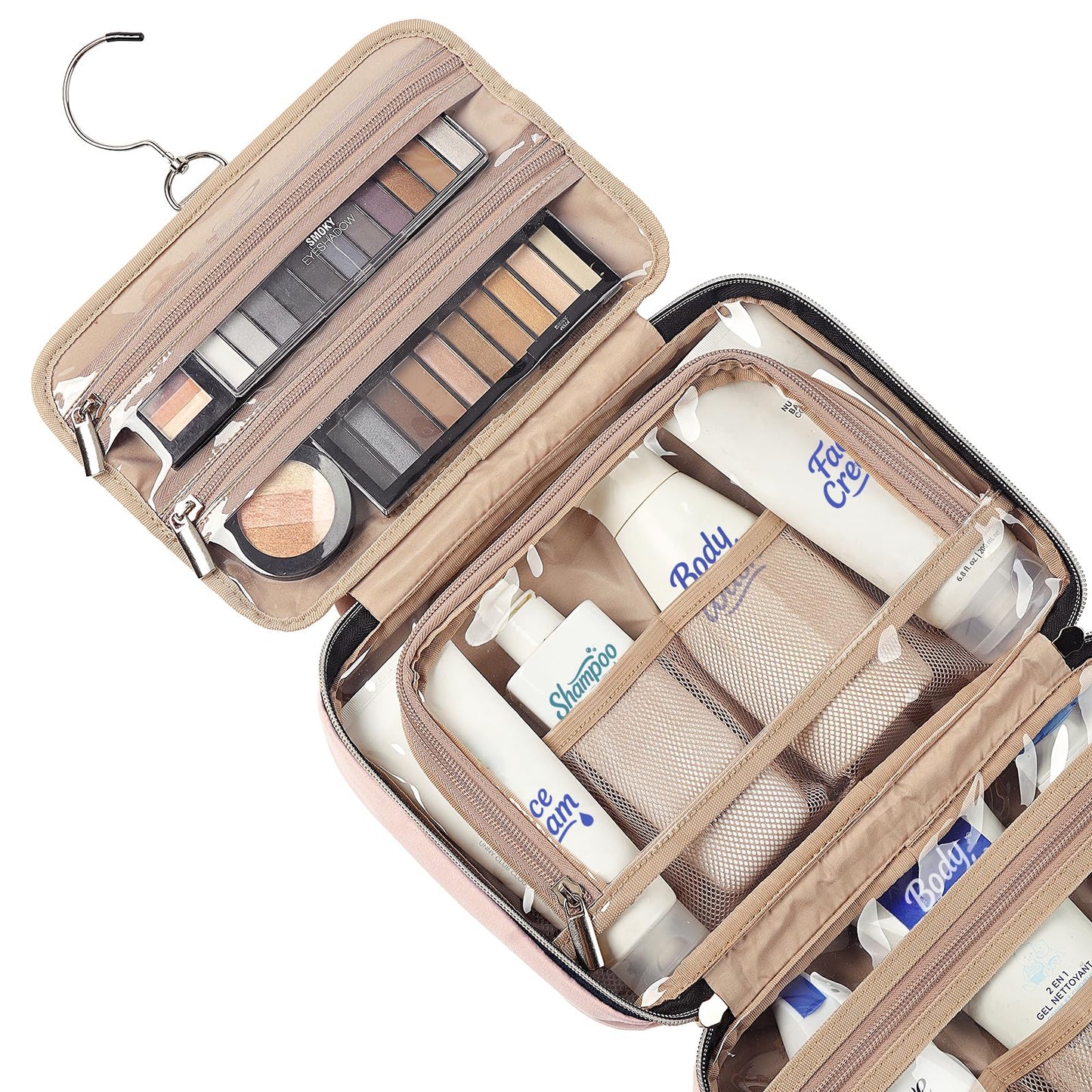 NISHEL Travel Toiletry Bag for women, Portable Hanging makeup Organizer
