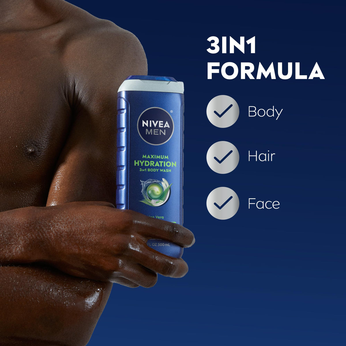 NIVEA MEN Maximum Hydration 3-in-1 Body Wash, Multipack, 3 x 16.9 FL OZ