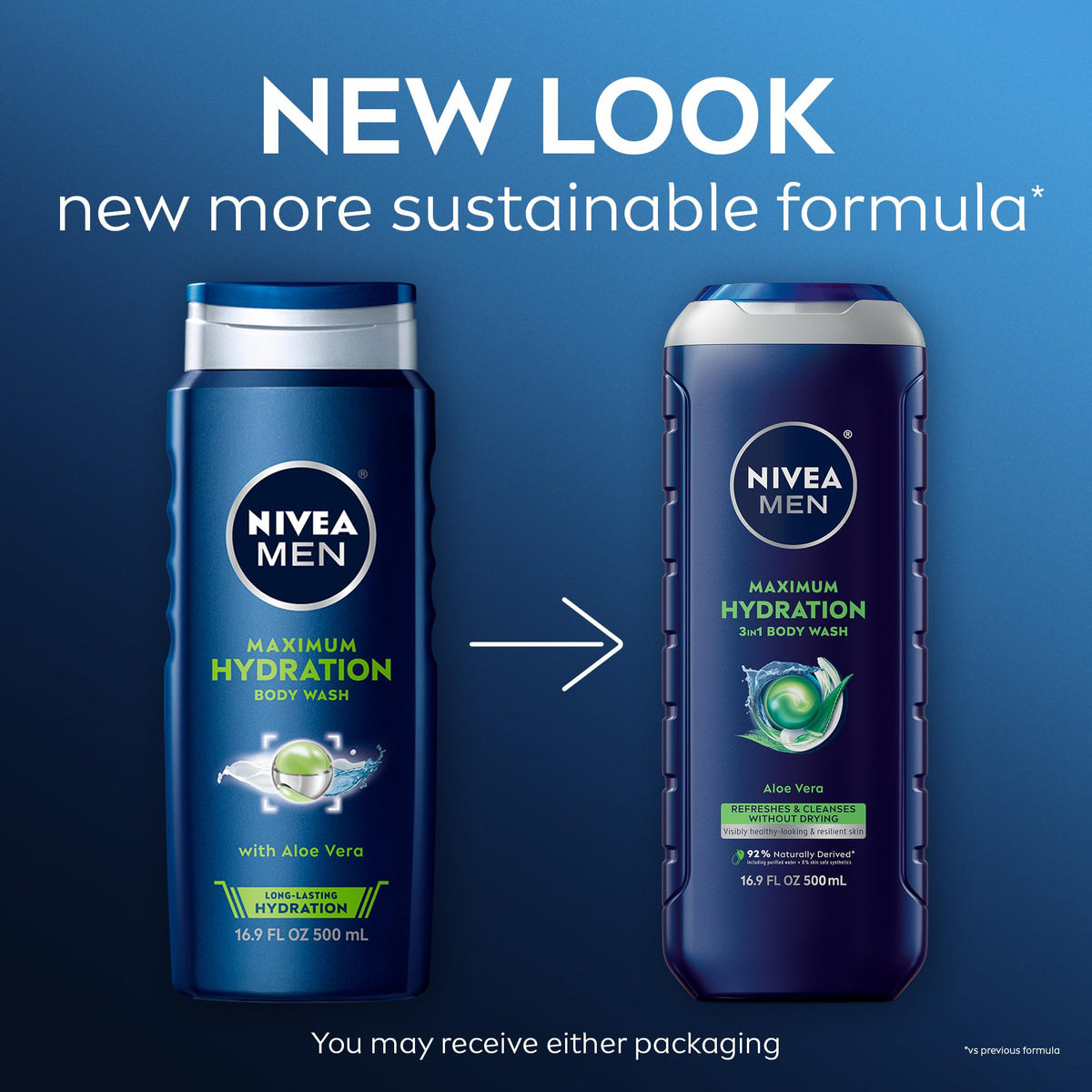NIVEA MEN Maximum Hydration 3-in-1 Body Wash, Multipack, 3 x 16.9 FL OZ