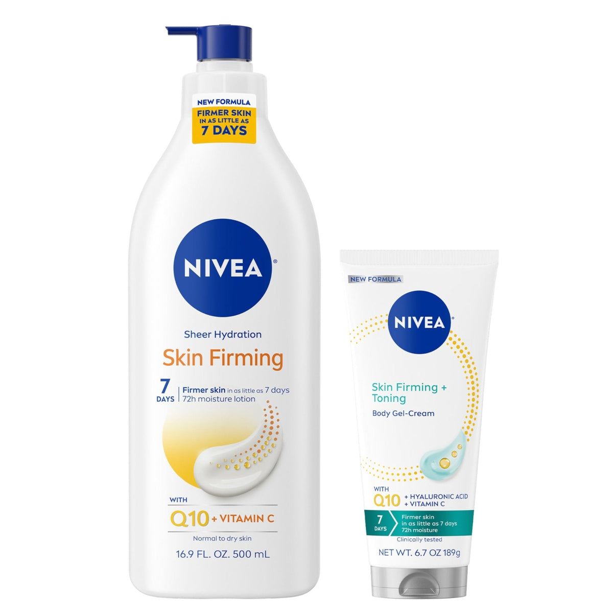 NIVEA Skin Firming Skin Care Set, Body Lotion and Gel Cream, 2 Items Total