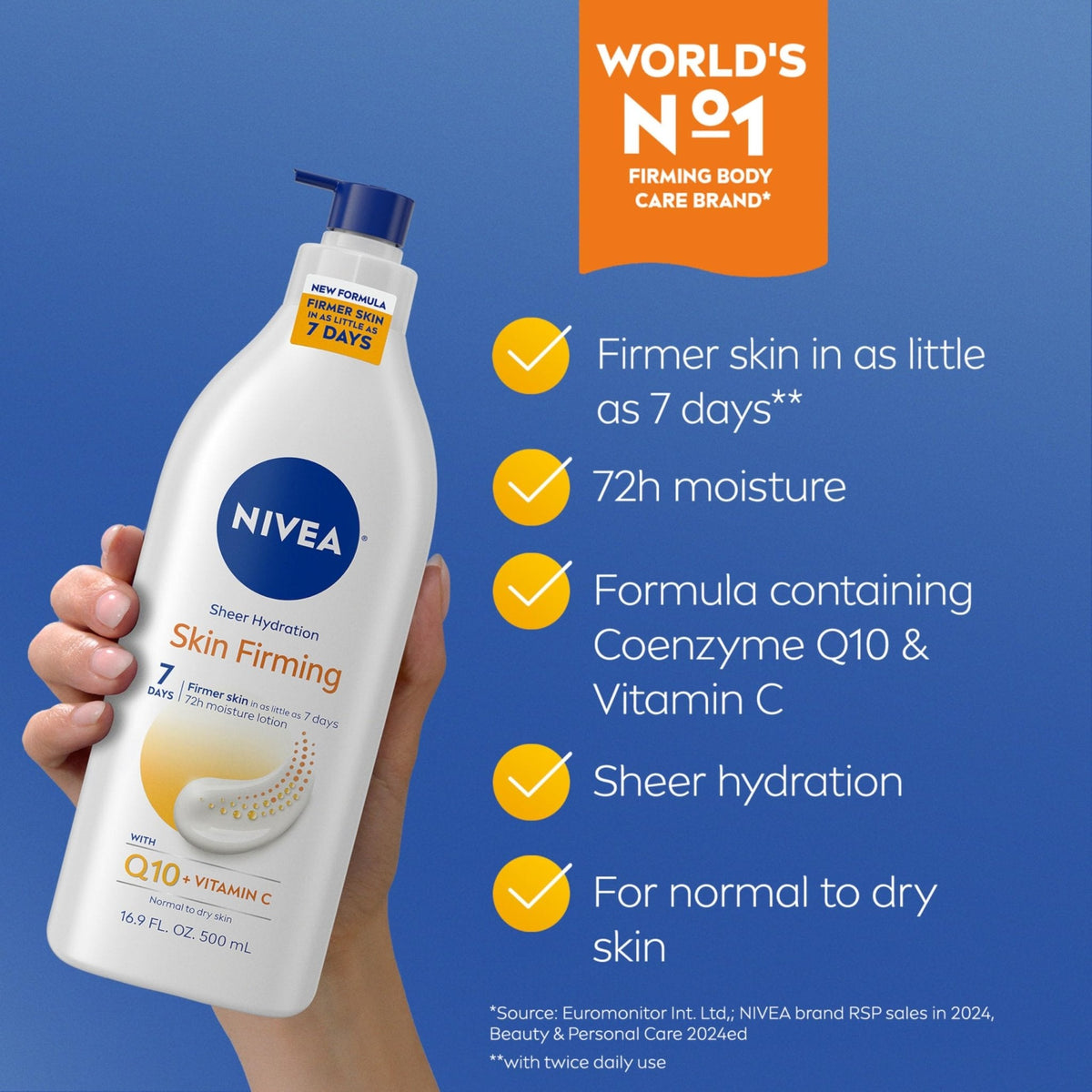 NIVEA Skin Firming Skin Care Set, Body Lotion and Gel Cream, 2 Items Total