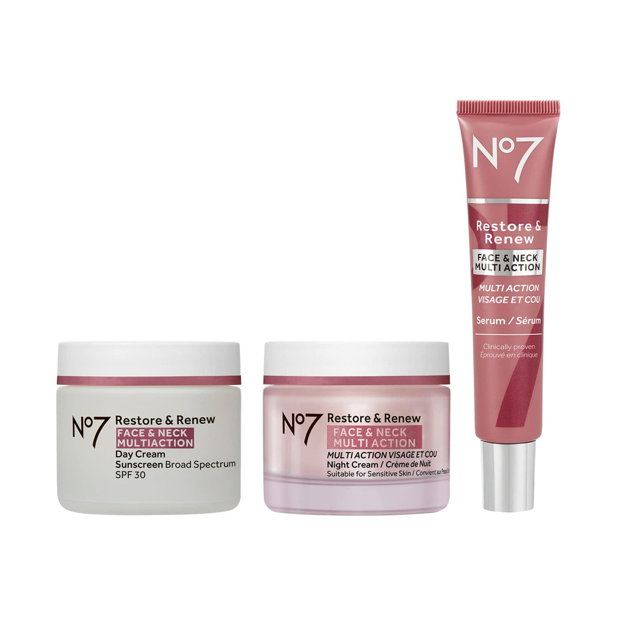 No7 Restore & Renew Face & Neck Sculpting Skincare System, 3-Piece Kit