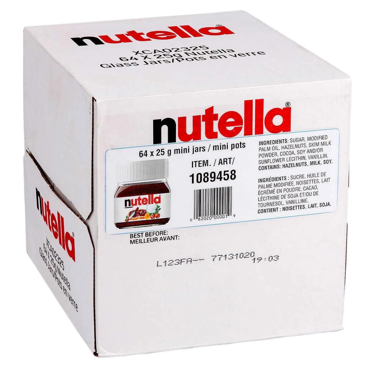 Nutella Hazelnut Spread with Cocoa – Mini Glass Jars, Case of 64 (0.88 oz each)