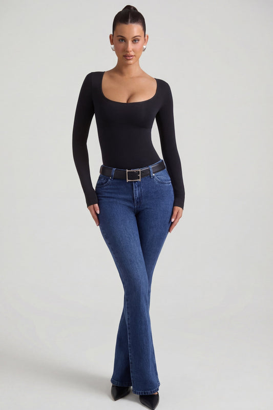 High-Rise Flared Jeans in Indigo Wash