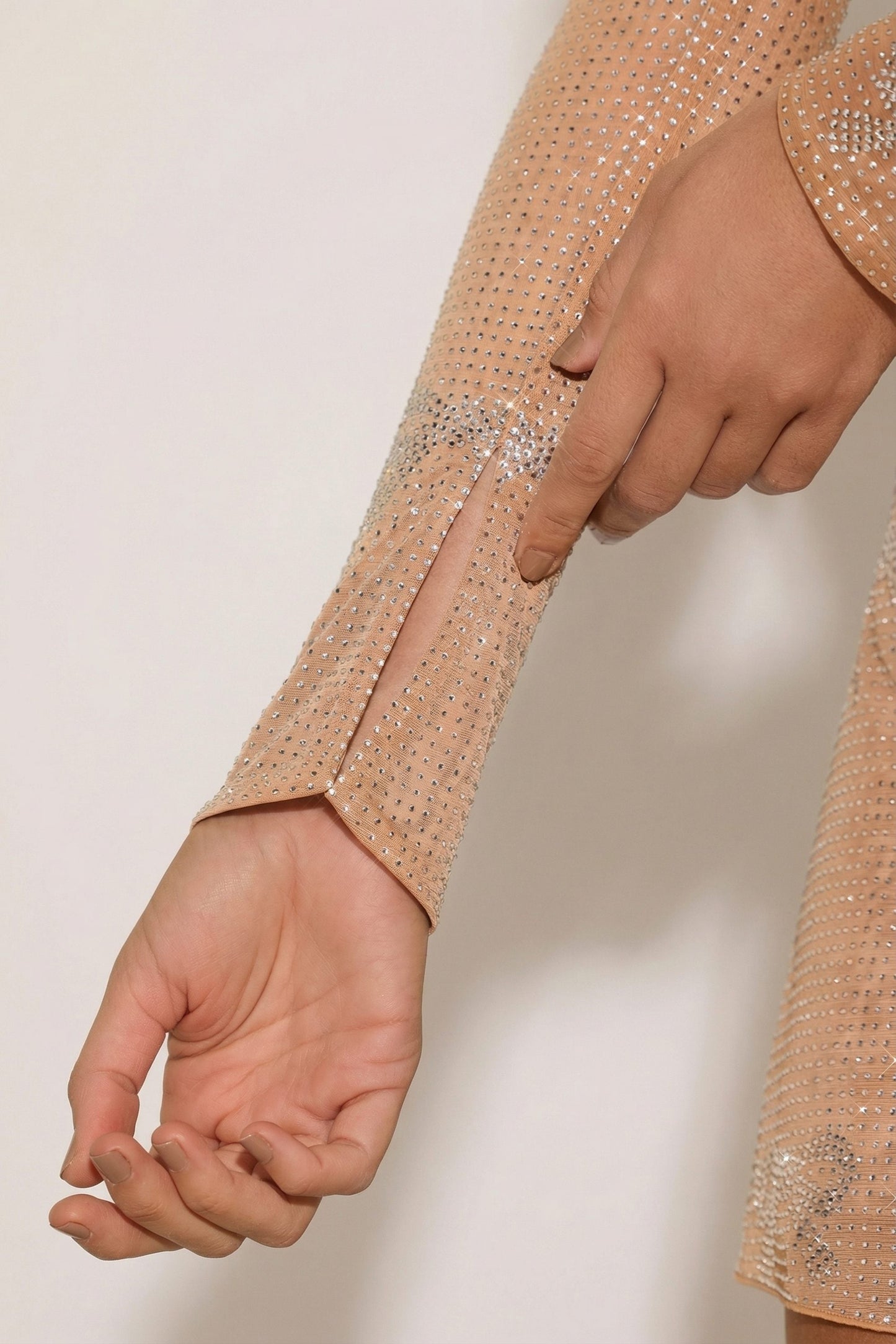 Embellished Bow-Detail Top in Almond